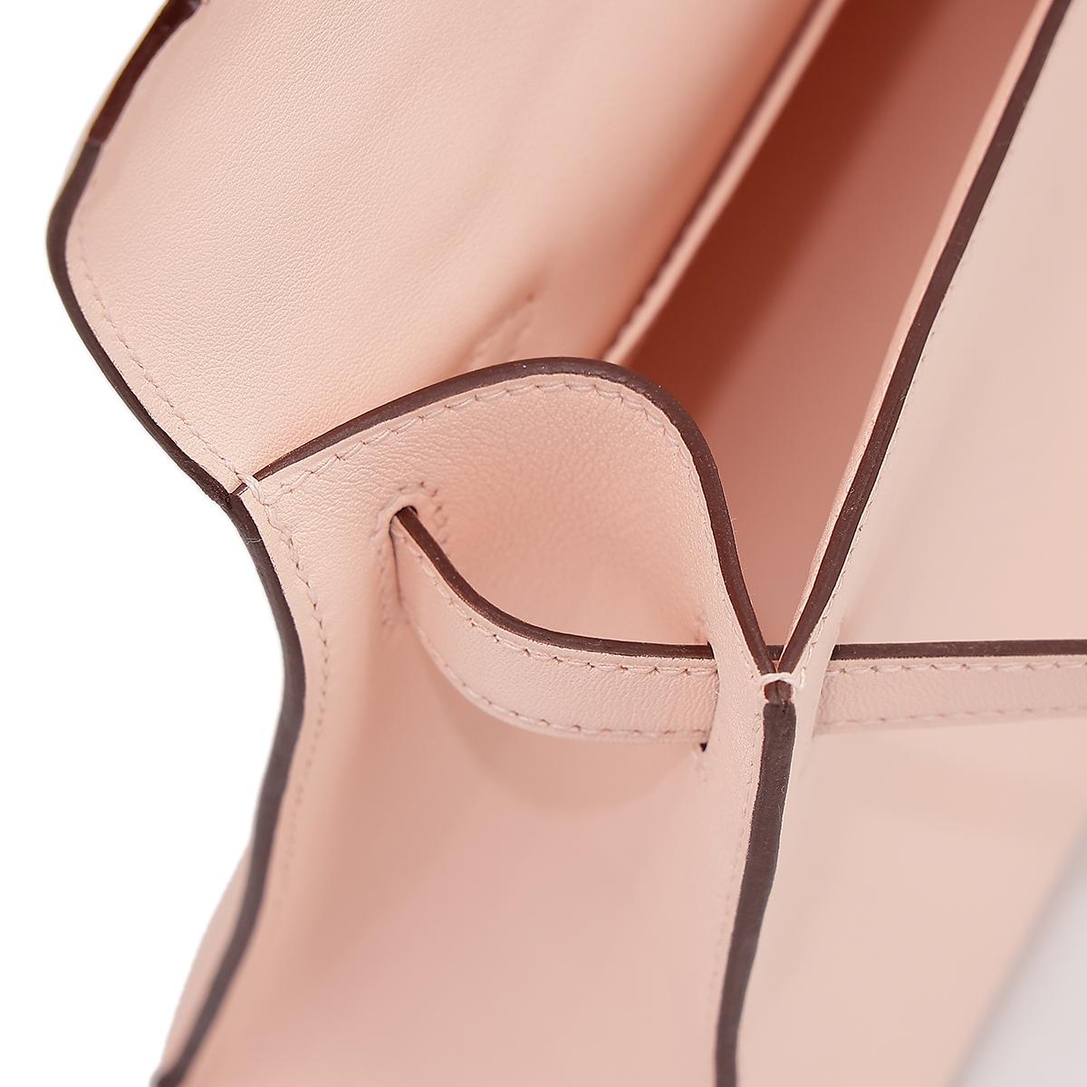 HERMÈS Kelly Pochette handbag in Rose Eglantine Swift leather with Palladium hardware - 22