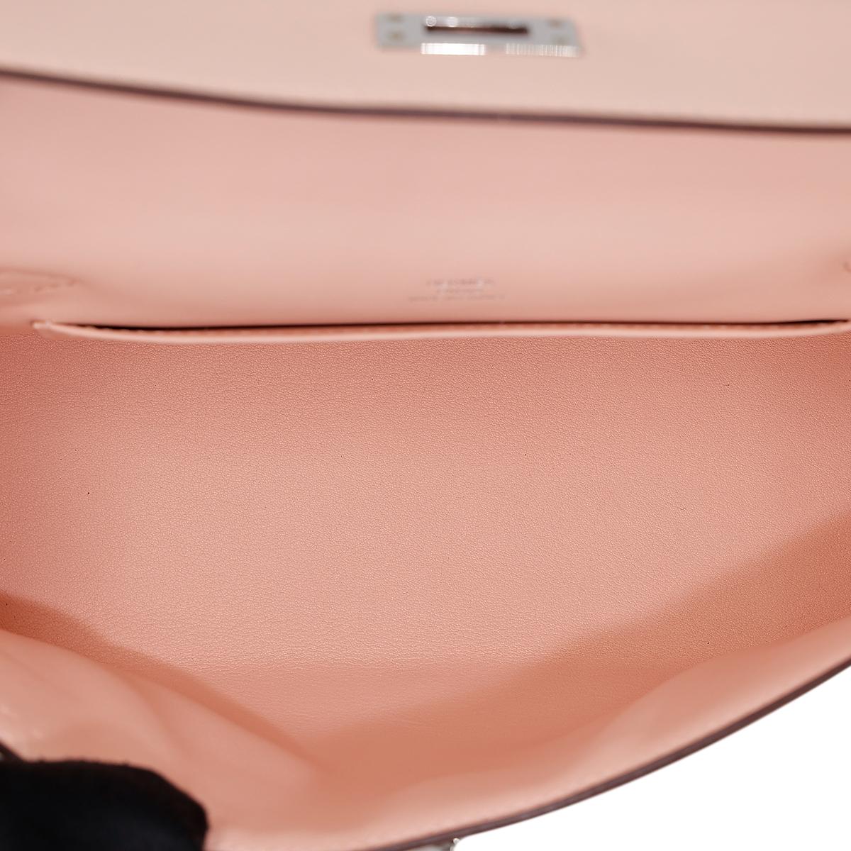 HERMÈS Kelly Pochette handbag in Rose Eglantine Swift leather with Palladium hardware - 20