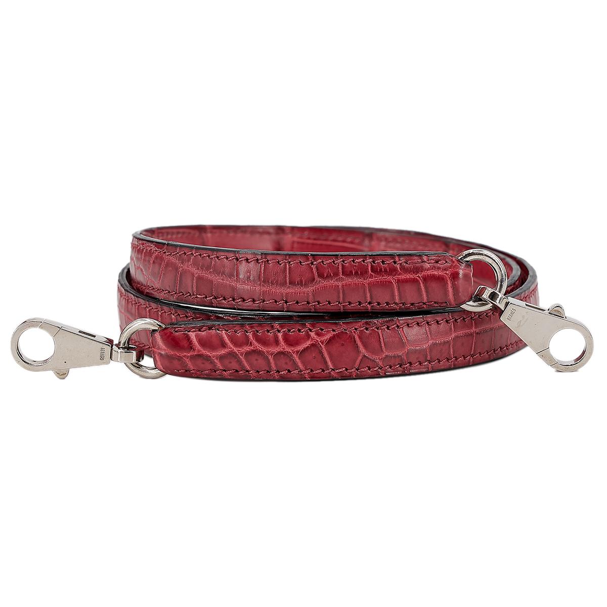 Good ( Rank AB) HERMÈS  Kelly 28 Rouge H (55)Matte Niloticus Crocodile Palladium - 24