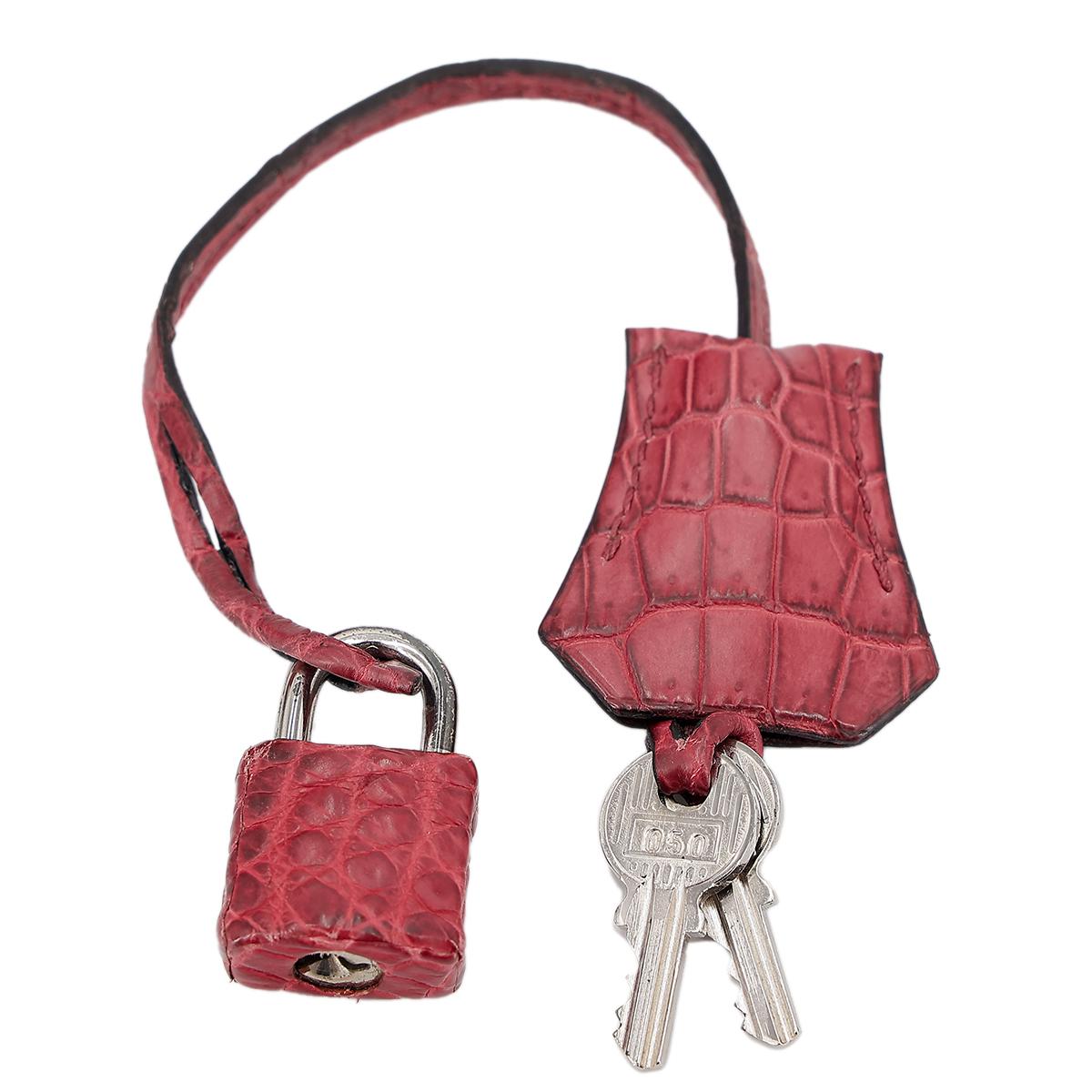 Good ( Rank AB) HERMÈS  Kelly 28 Rouge H (55)Matte Niloticus Crocodile Palladium - 23
