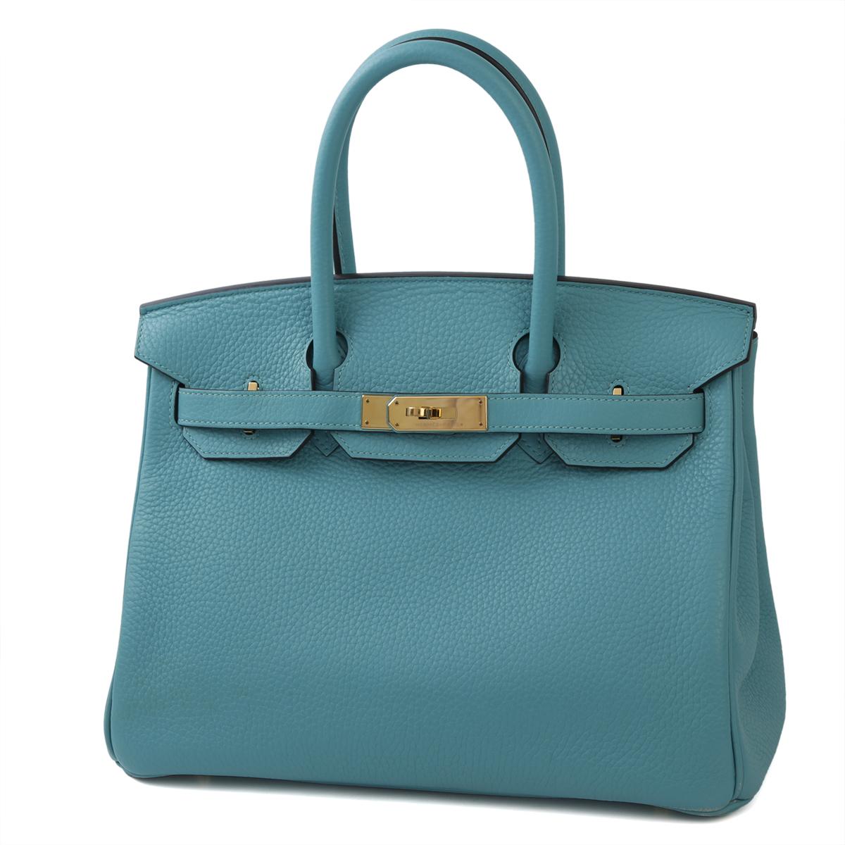 美品 HERMÈS 愛馬仕 Birkin 30 3Z 聖西爾藍 Bleu Saint Cyr Clemence小牛皮 金扣 - 2