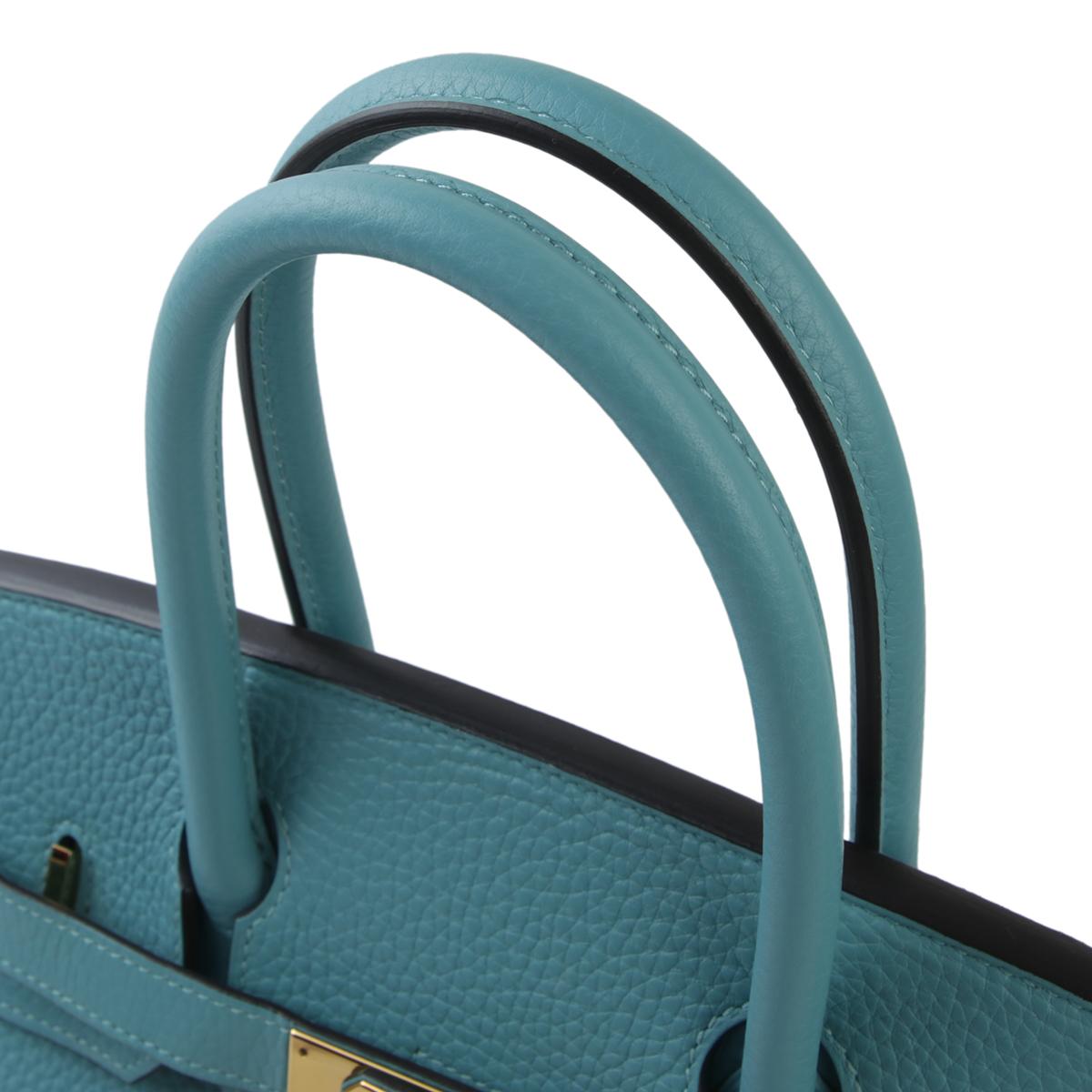 美品 HERMÈS 愛馬仕 Birkin 30 3Z 聖西爾藍 Bleu Saint Cyr Clemence小牛皮 金扣 - 6