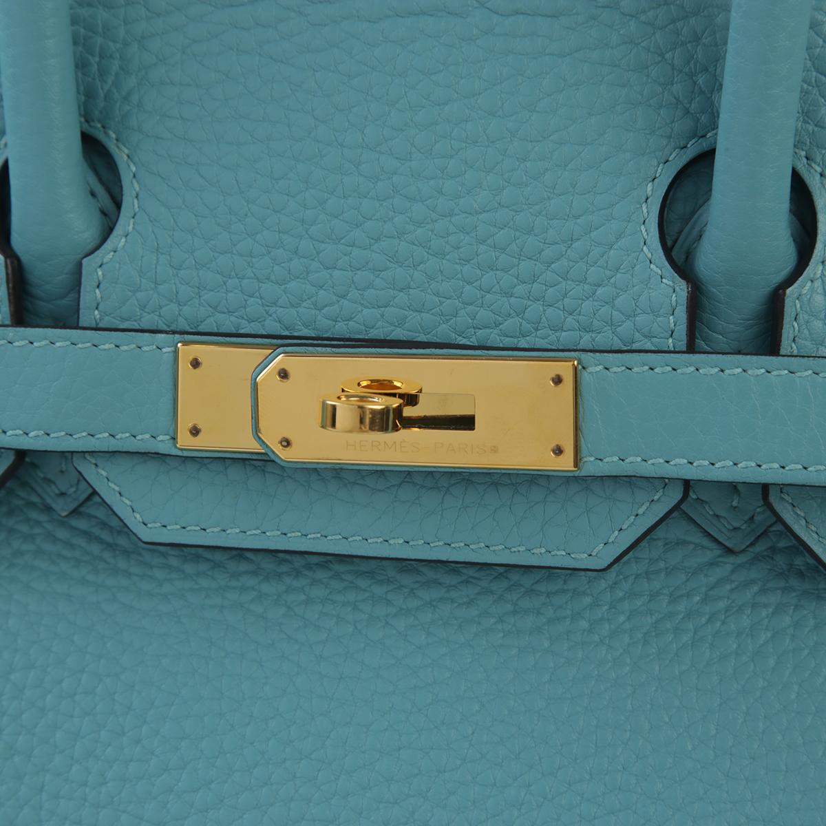 美品 HERMÈS 愛馬仕 Birkin 30 3Z 聖西爾藍 Bleu Saint Cyr Clemence小牛皮 金扣 - 12