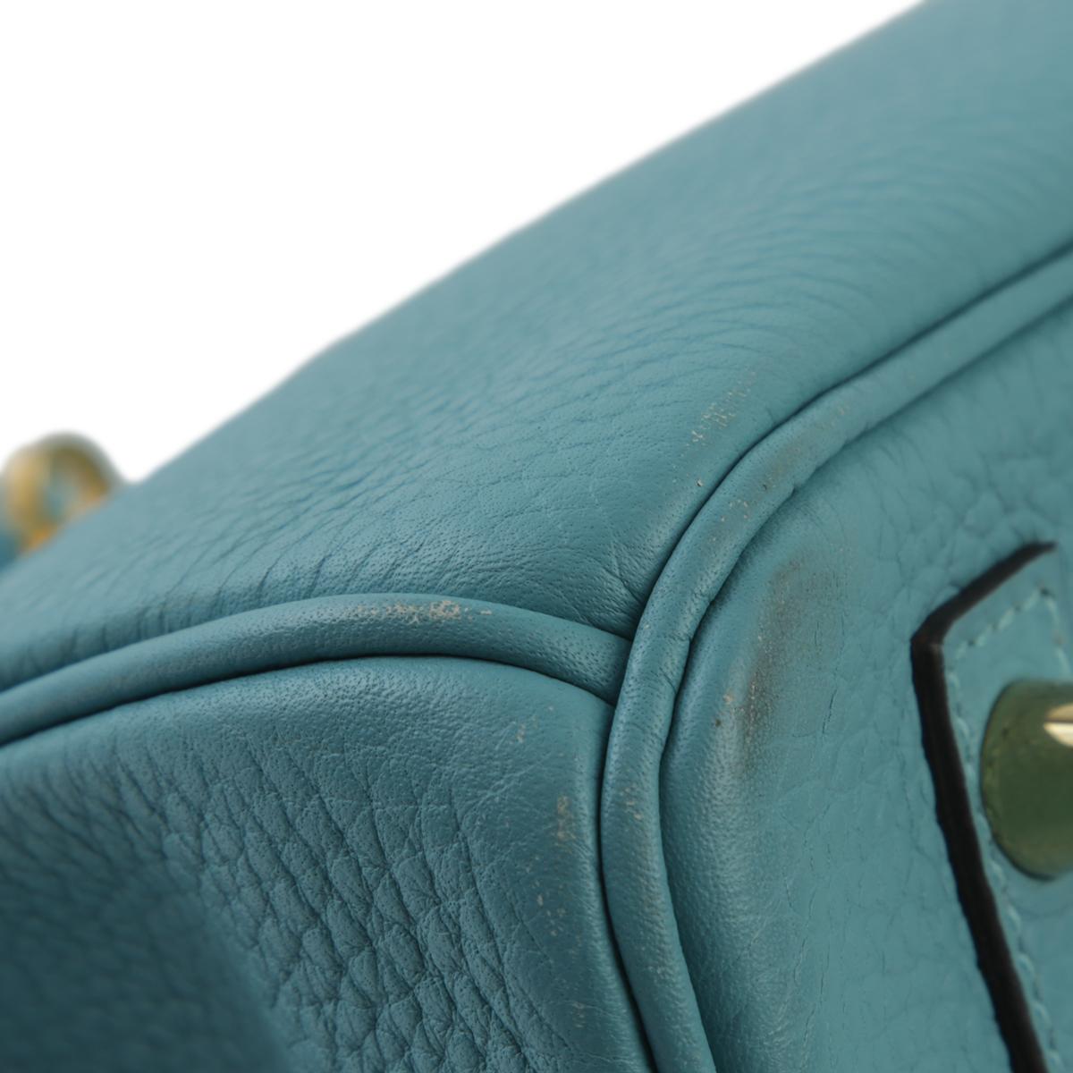 美品 HERMÈS 愛馬仕 Birkin 30 3Z 聖西爾藍 Bleu Saint Cyr Clemence小牛皮 金扣 - 8