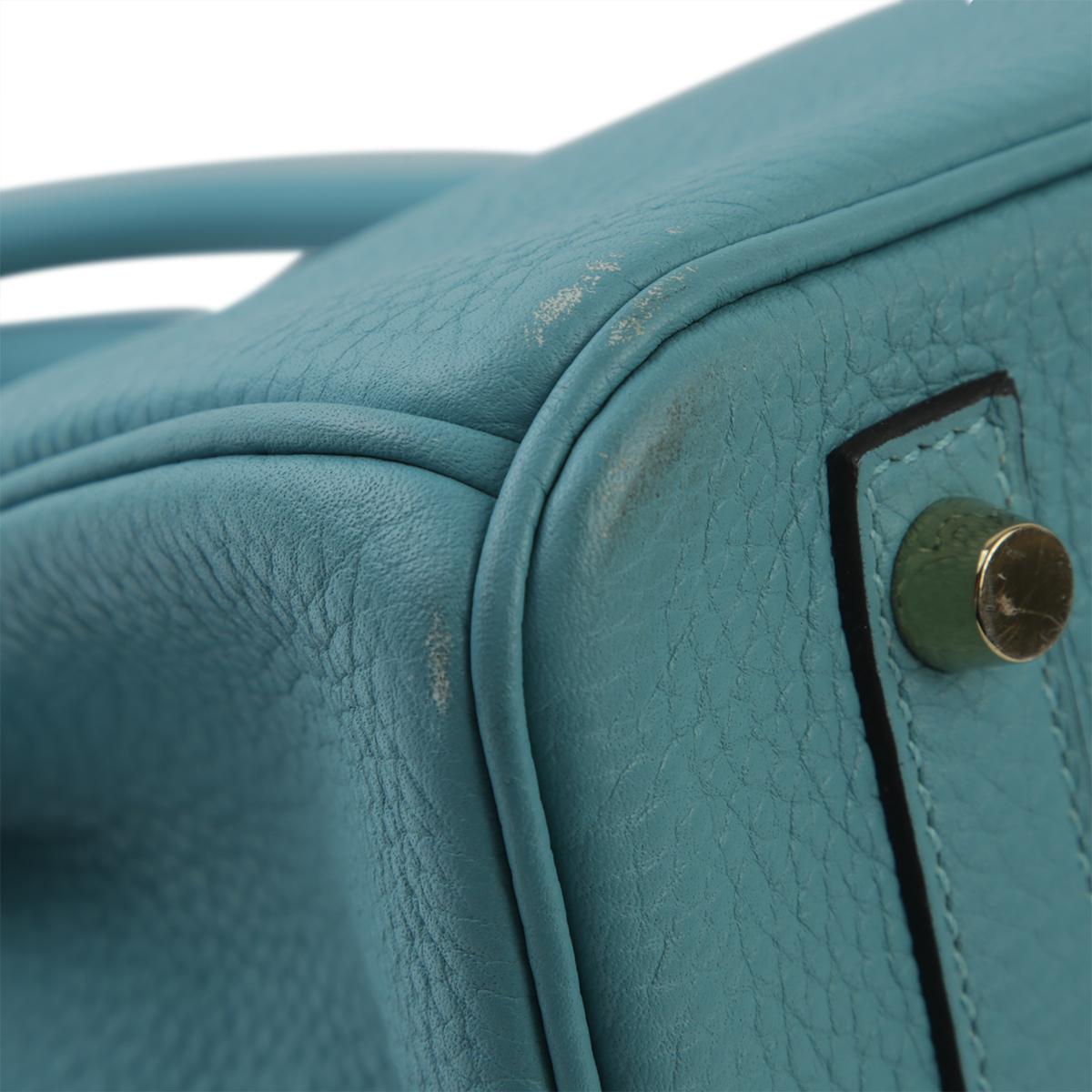 美品 HERMÈS 愛馬仕 Birkin 30 3Z 聖西爾藍 Bleu Saint Cyr Clemence小牛皮 金扣 - 10