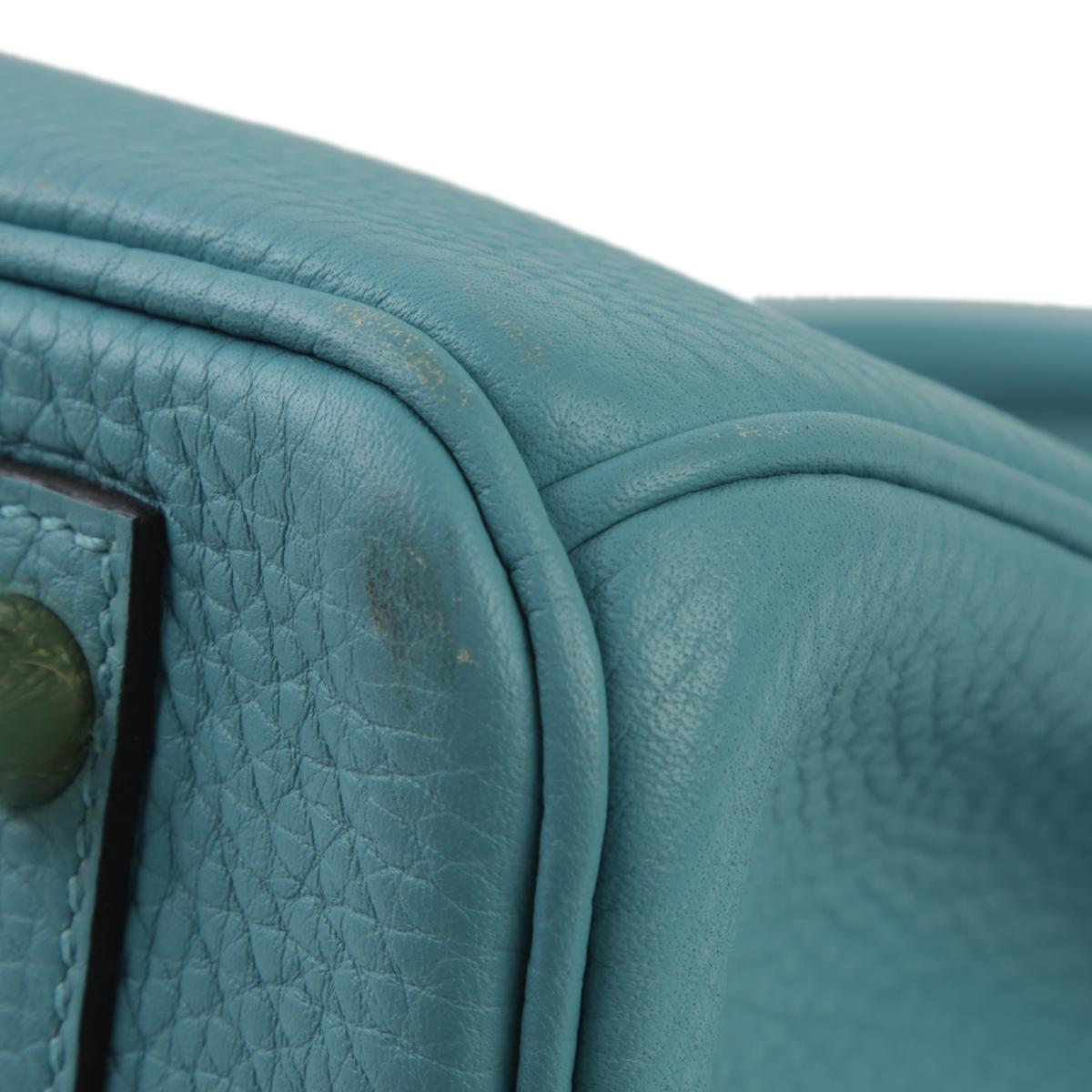 美品 HERMÈS 愛馬仕 Birkin 30 3Z 聖西爾藍 Bleu Saint Cyr Clemence小牛皮 金扣 - 11