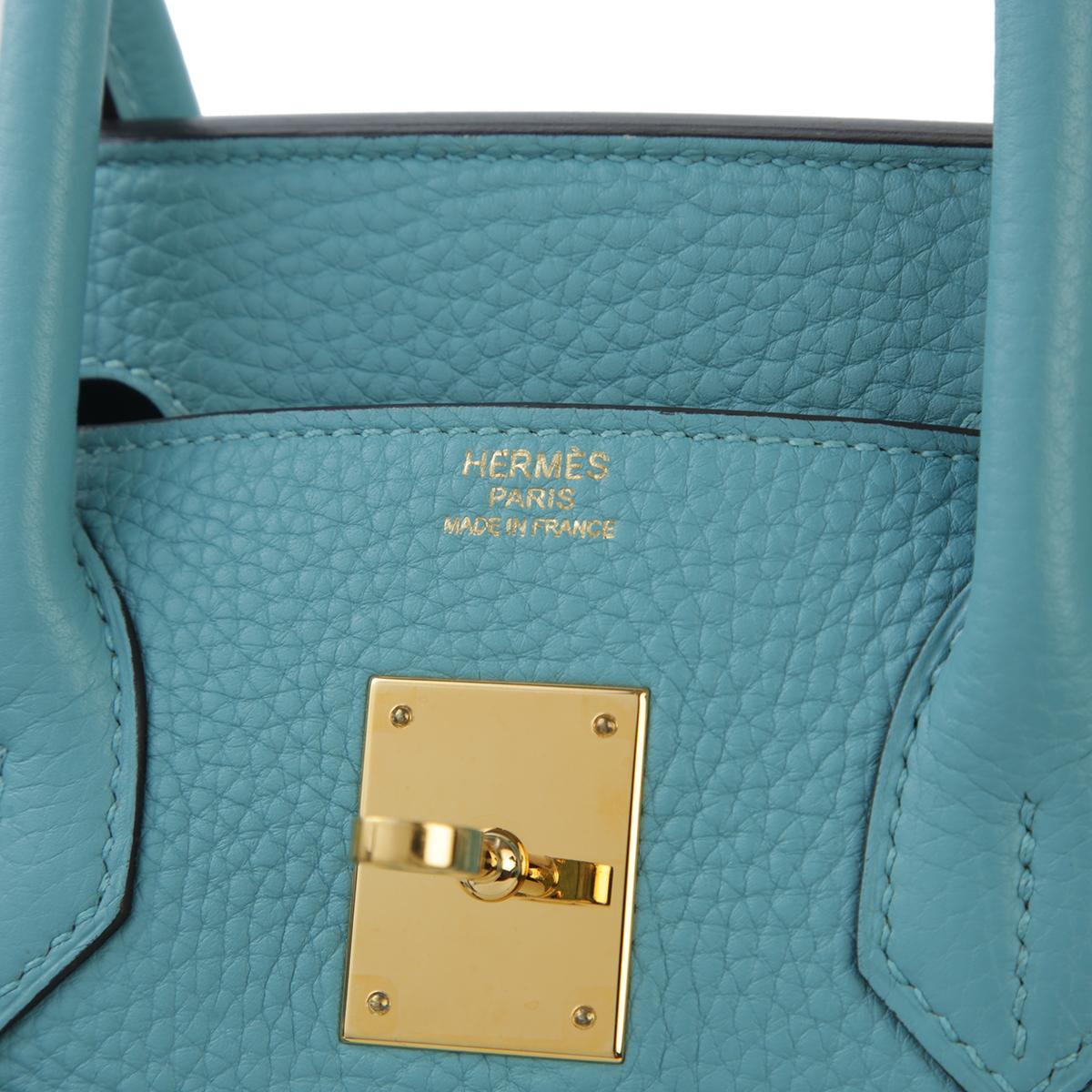美品 HERMÈS 愛馬仕 Birkin 30 3Z 聖西爾藍 Bleu Saint Cyr Clemence小牛皮 金扣 - 13