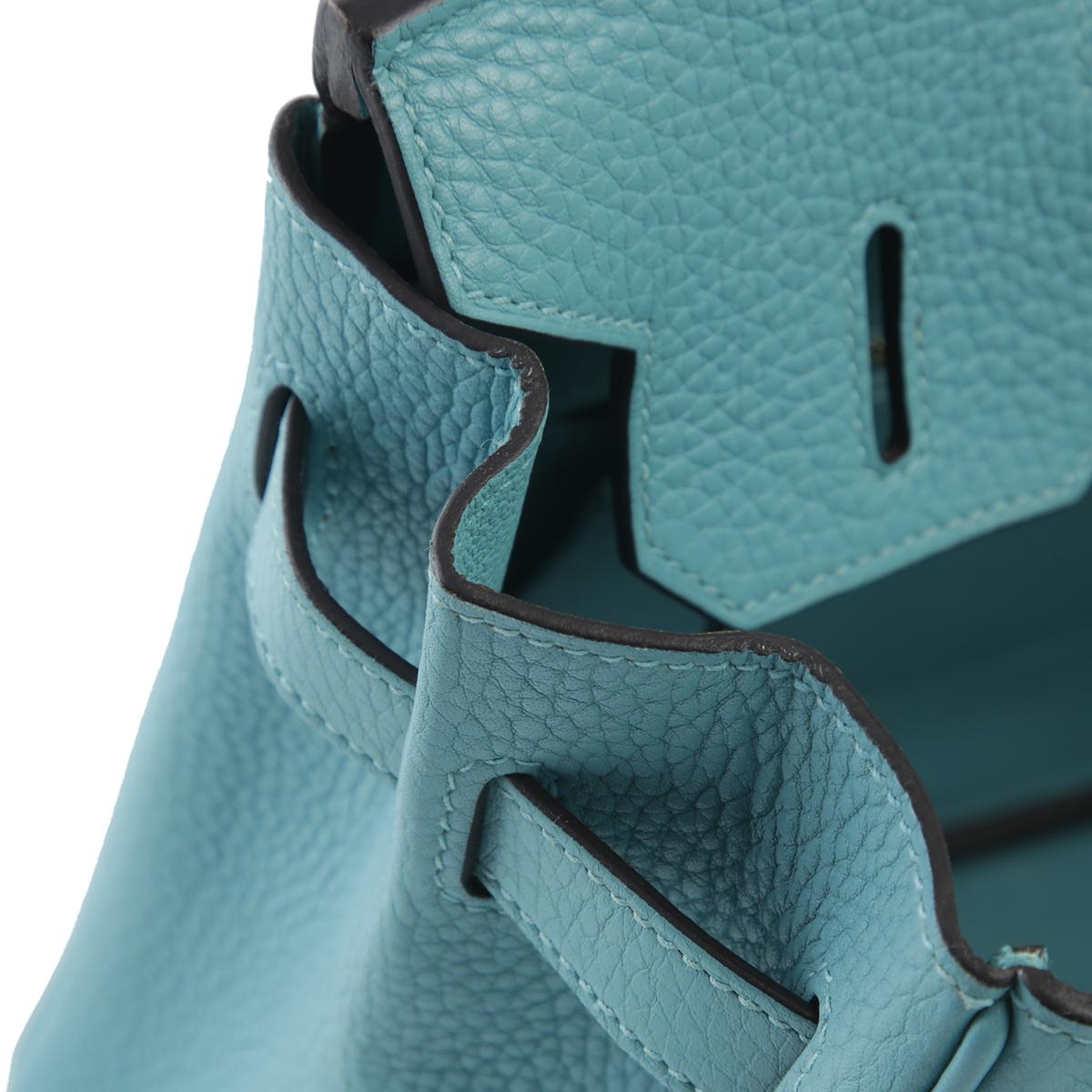 美品 HERMÈS 愛馬仕 Birkin 30 3Z 聖西爾藍 Bleu Saint Cyr Clemence小牛皮 金扣 - 17
