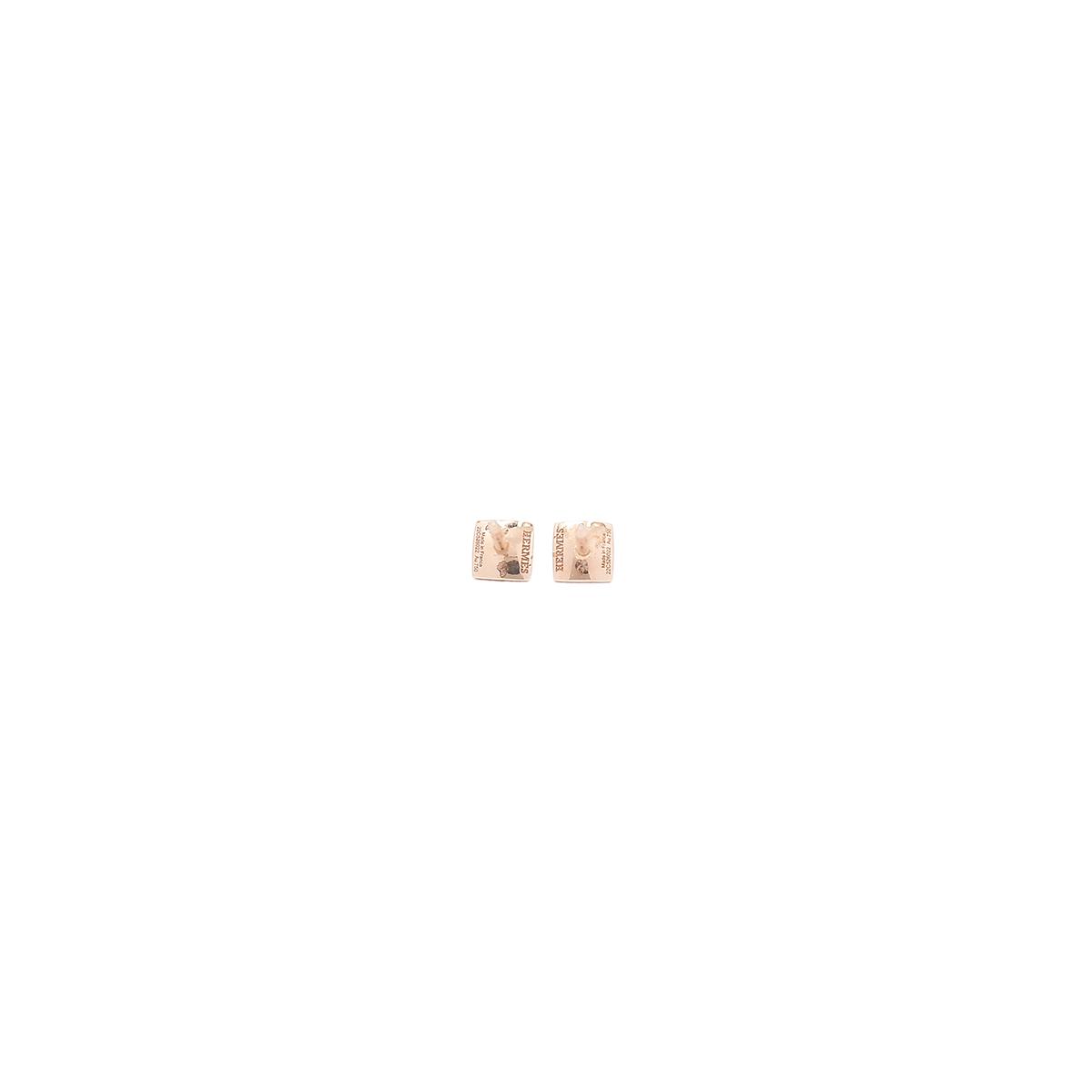 Brand New ( Rank N ) HERMÈS Clou d'H earrings Rose Gold - 4