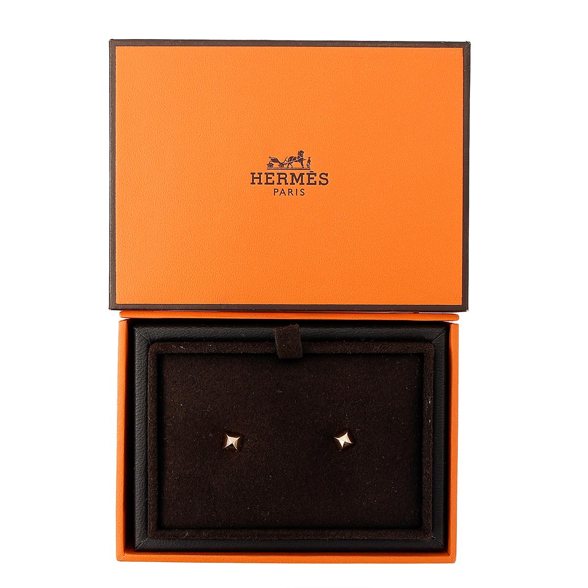 Brand New ( Rank N ) HERMÈS Clou d'H earrings Rose Gold - 5