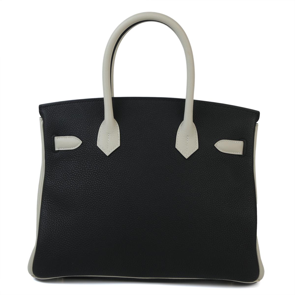 Very Good ( Rank A) HERMÈS Special Order Birkin 30 Black (89) Togo Permabrass - 3