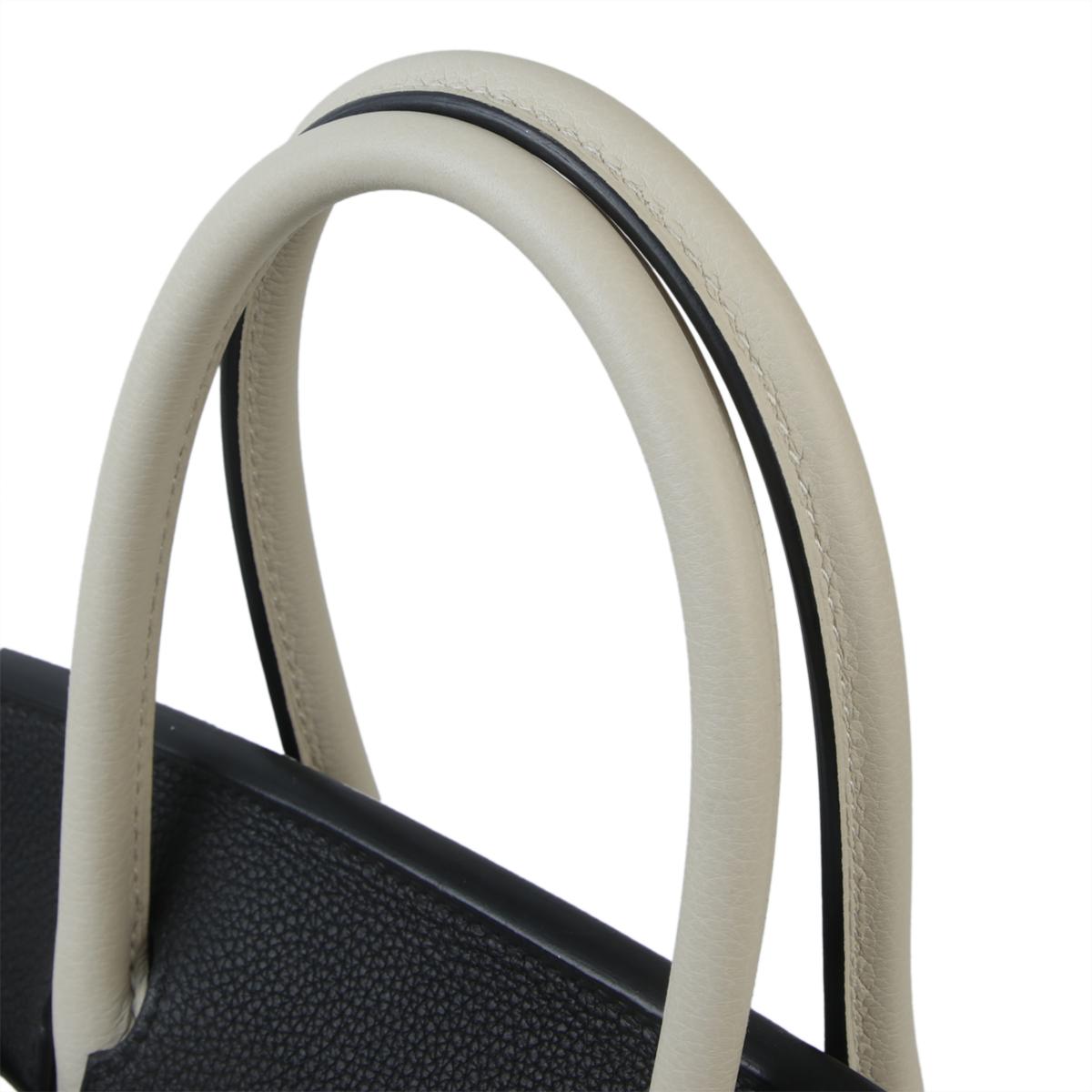 Very Good ( Rank A) HERMÈS Special Order Birkin 30 Black (89) Togo Permabrass - 6
