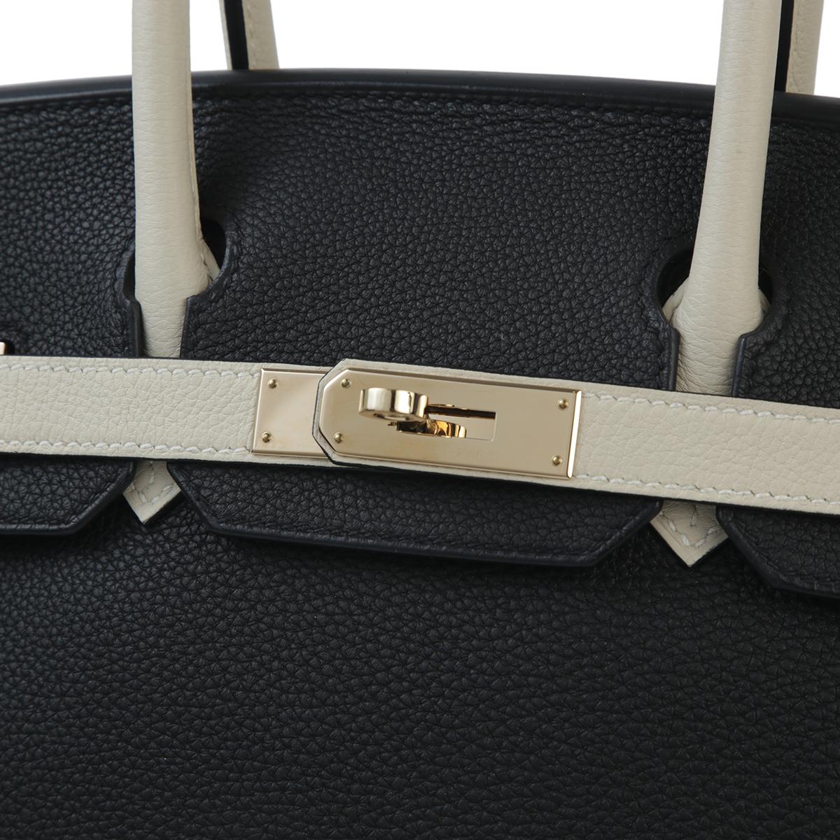 Very Good ( Rank A) HERMÈS Special Order Birkin 30 Black (89) Togo Permabrass - 13