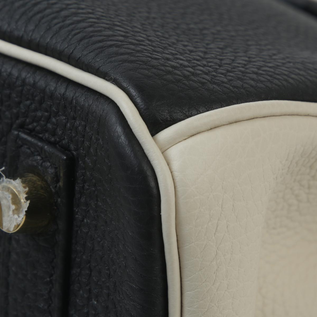 Very Good ( Rank A) HERMÈS Special Order Birkin 30 Black (89) Togo Permabrass - 9