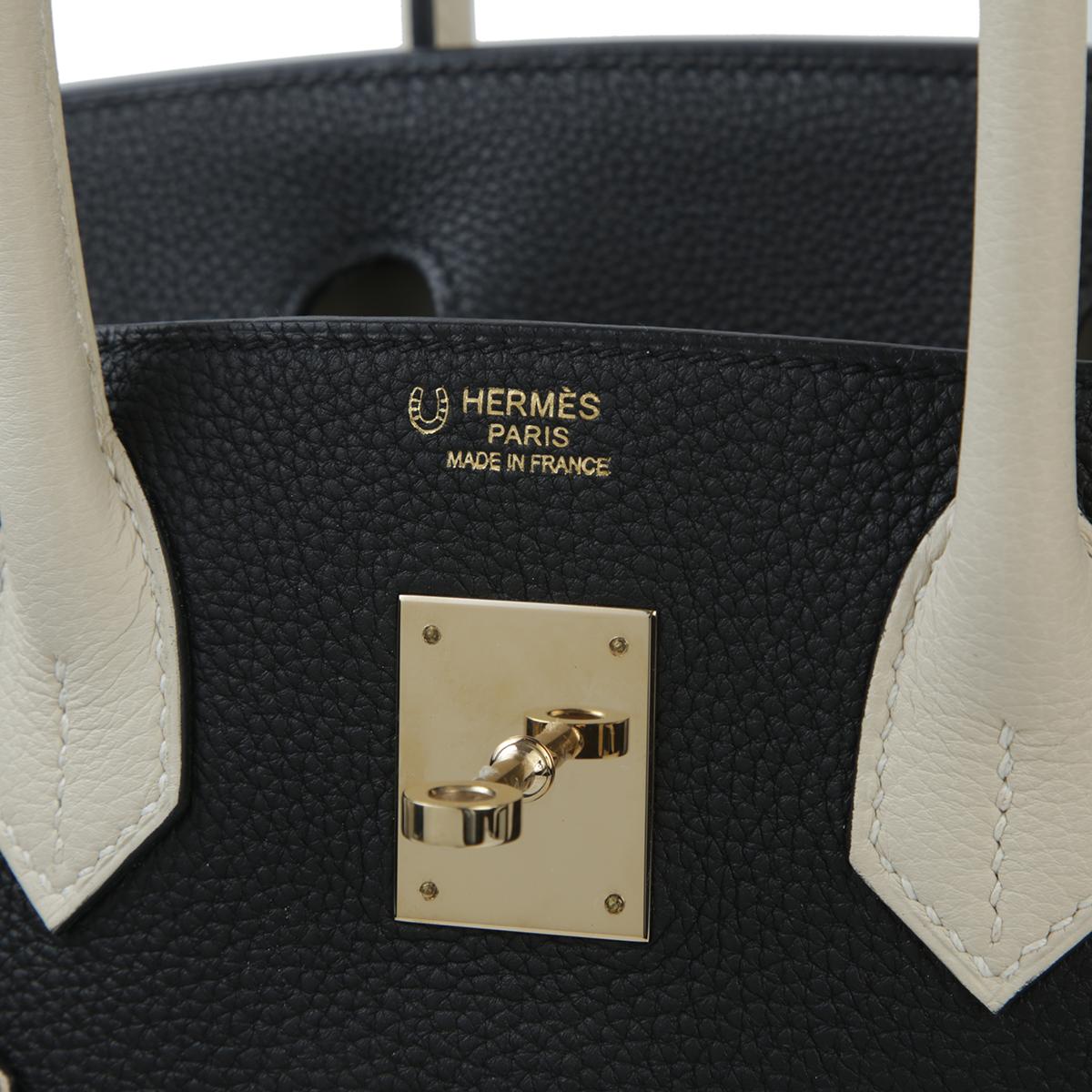 Very Good ( Rank A) HERMÈS Special Order Birkin 30 Black (89) Togo Permabrass - 12