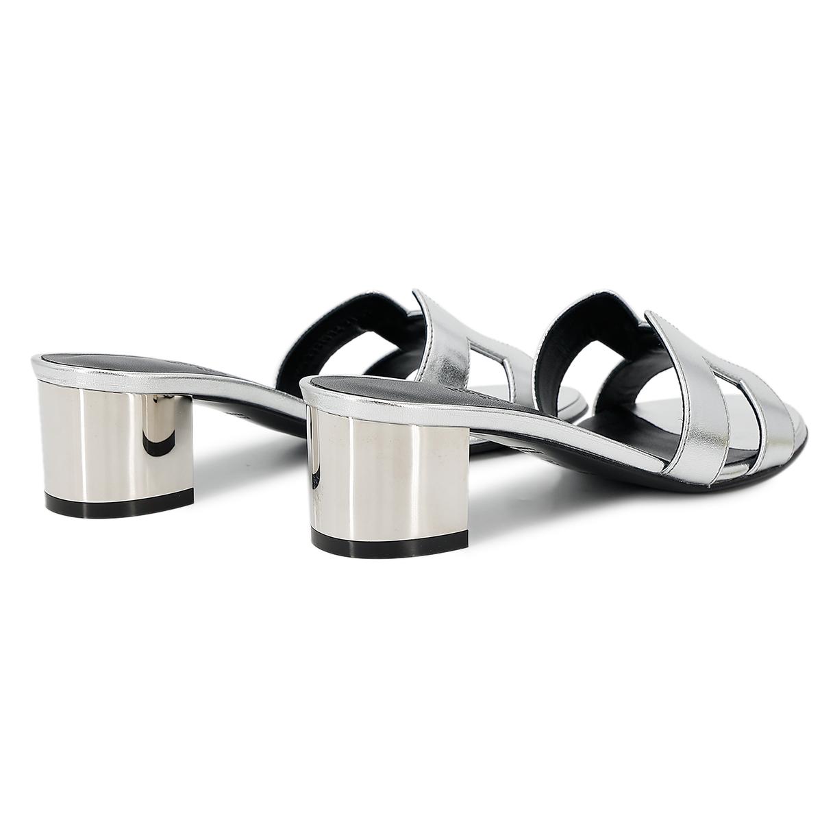 Brand New ( Rank N ) HERMÈS Oasis Sandal Silver Black - 4
