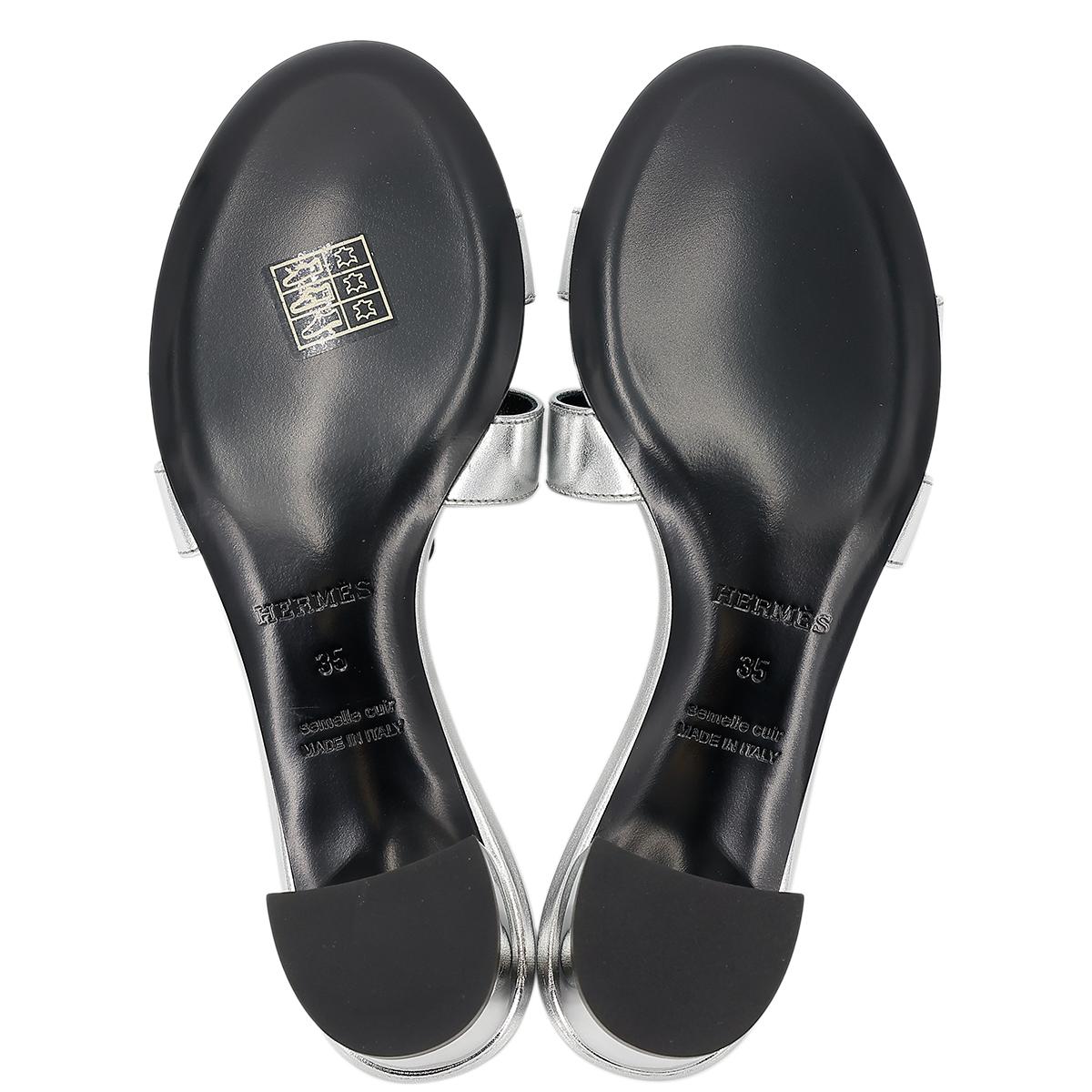 Brand New ( Rank N ) HERMÈS Oasis Sandal Silver Black - 3