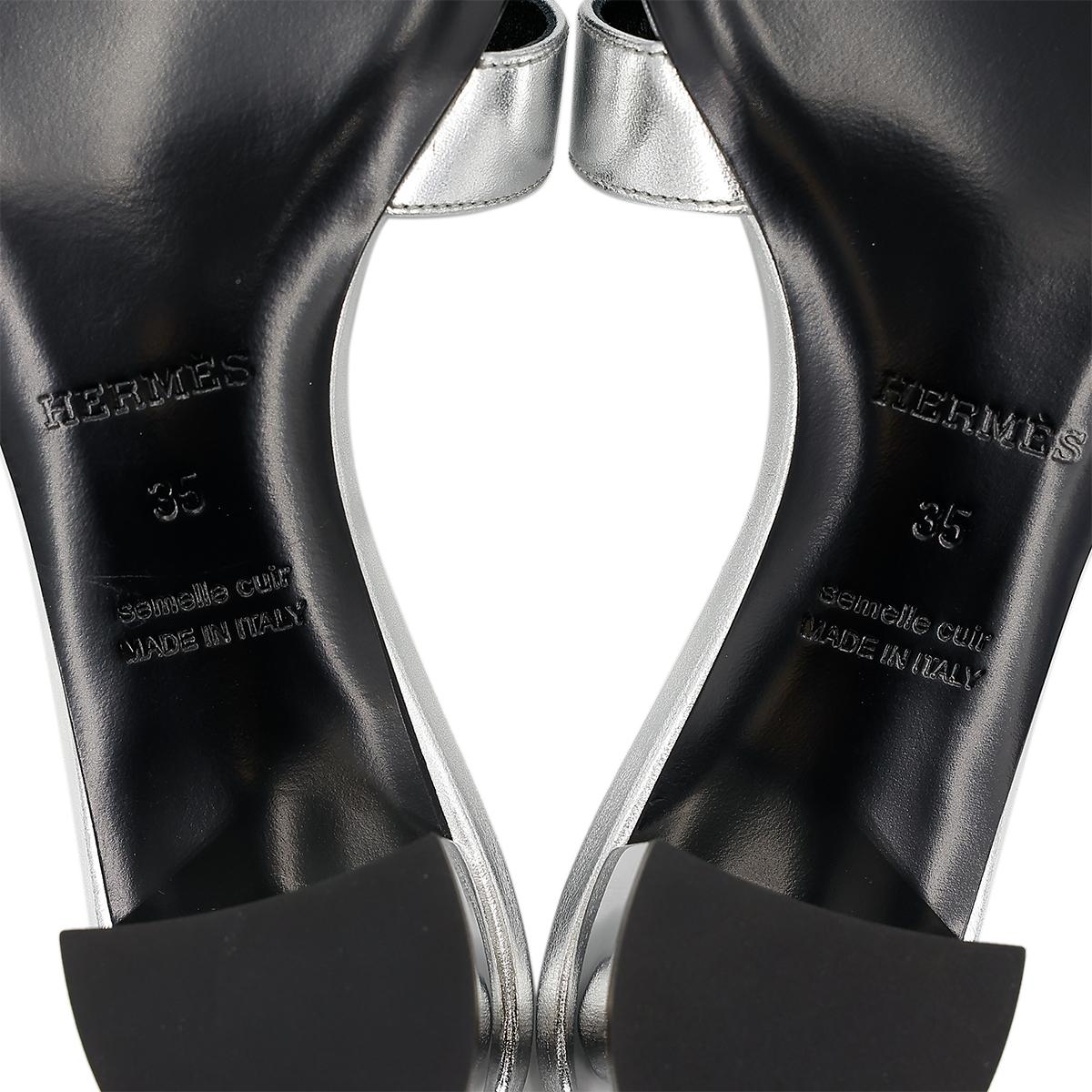 Brand New ( Rank N ) HERMÈS Oasis Sandal Silver Black - 8