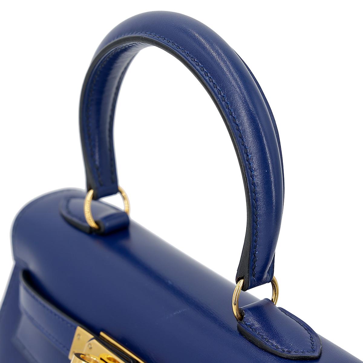 ランク A HERMÈS エルメス ミニケリー旧 ブルーサフィール ボックスカーフ ゴールド金具 ○Y刻印 - 6