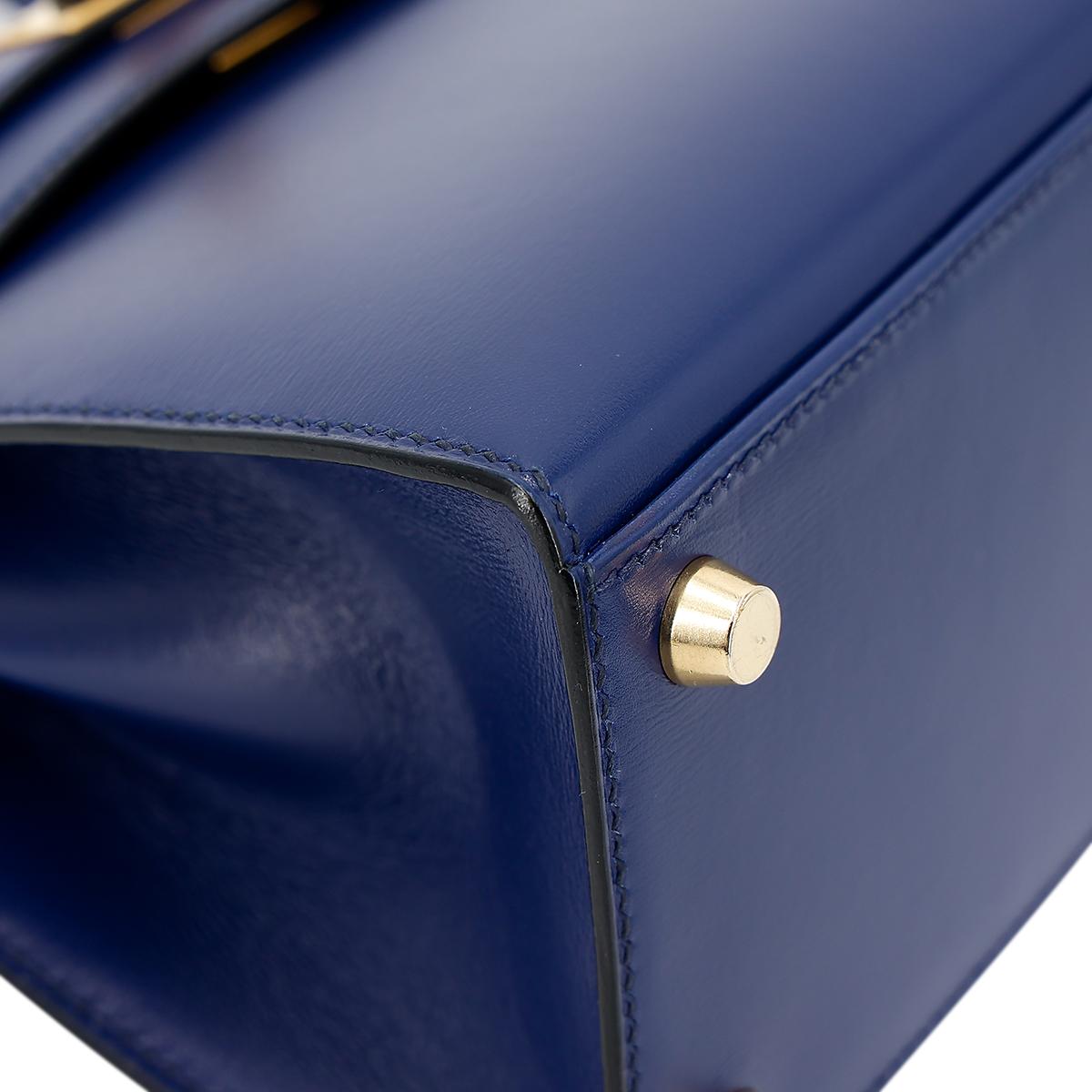ランク A HERMÈS エルメス ミニケリー旧 ブルーサフィール ボックスカーフ ゴールド金具 ○Y刻印 - 10