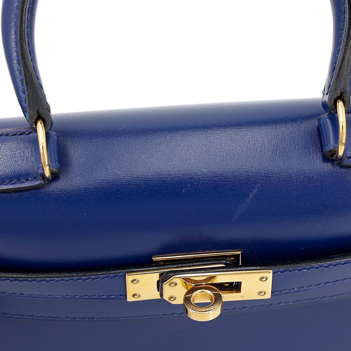 ランク A HERMÈS エルメス ミニケリー旧 ブルーサフィール ボックスカーフ ゴールド金具 ○Y刻印 - 14