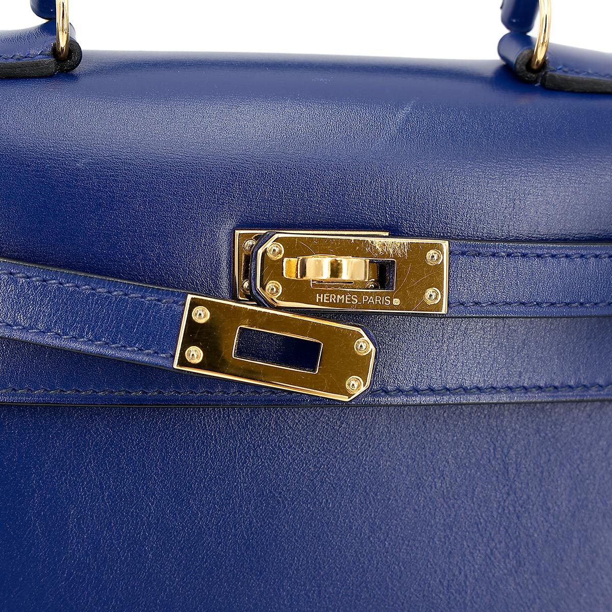 ランク A HERMÈS エルメス ミニケリー旧 ブルーサフィール ボックスカーフ ゴールド金具 ○Y刻印 - 15