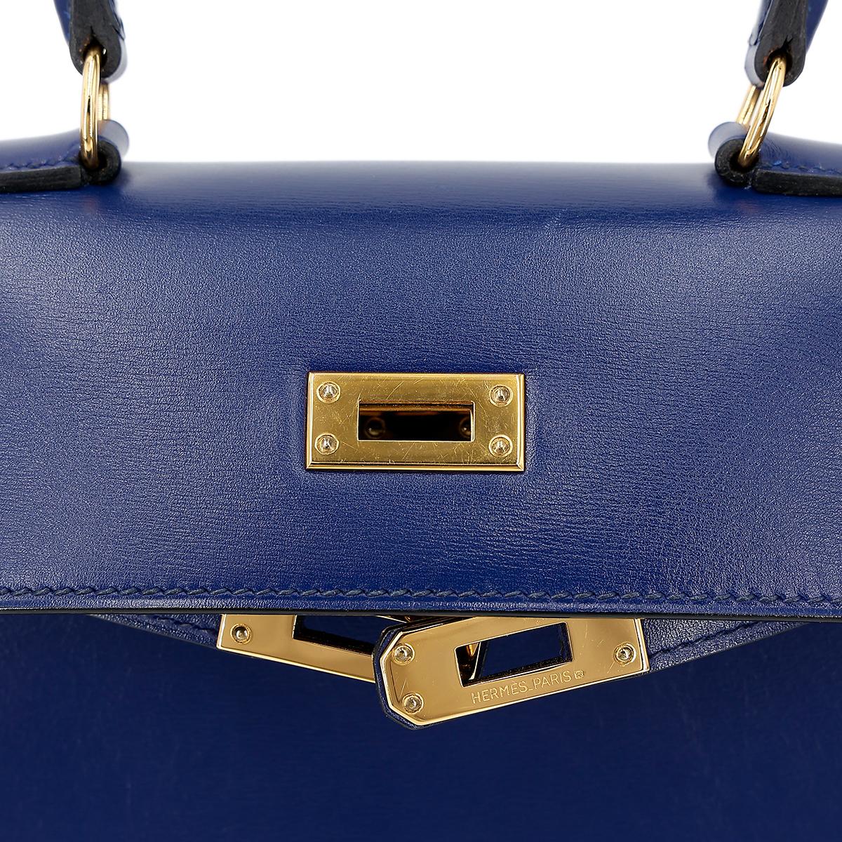 ランク A HERMÈS エルメス ミニケリー旧 ブルーサフィール ボックスカーフ ゴールド金具 ○Y刻印 - 16