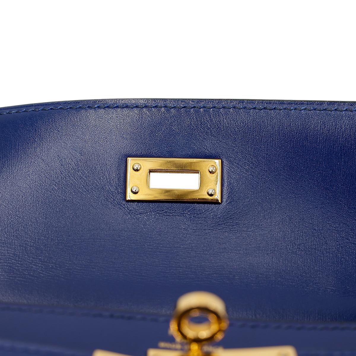ランク A HERMÈS エルメス ミニケリー旧 ブルーサフィール ボックスカーフ ゴールド金具 ○Y刻印 - 18