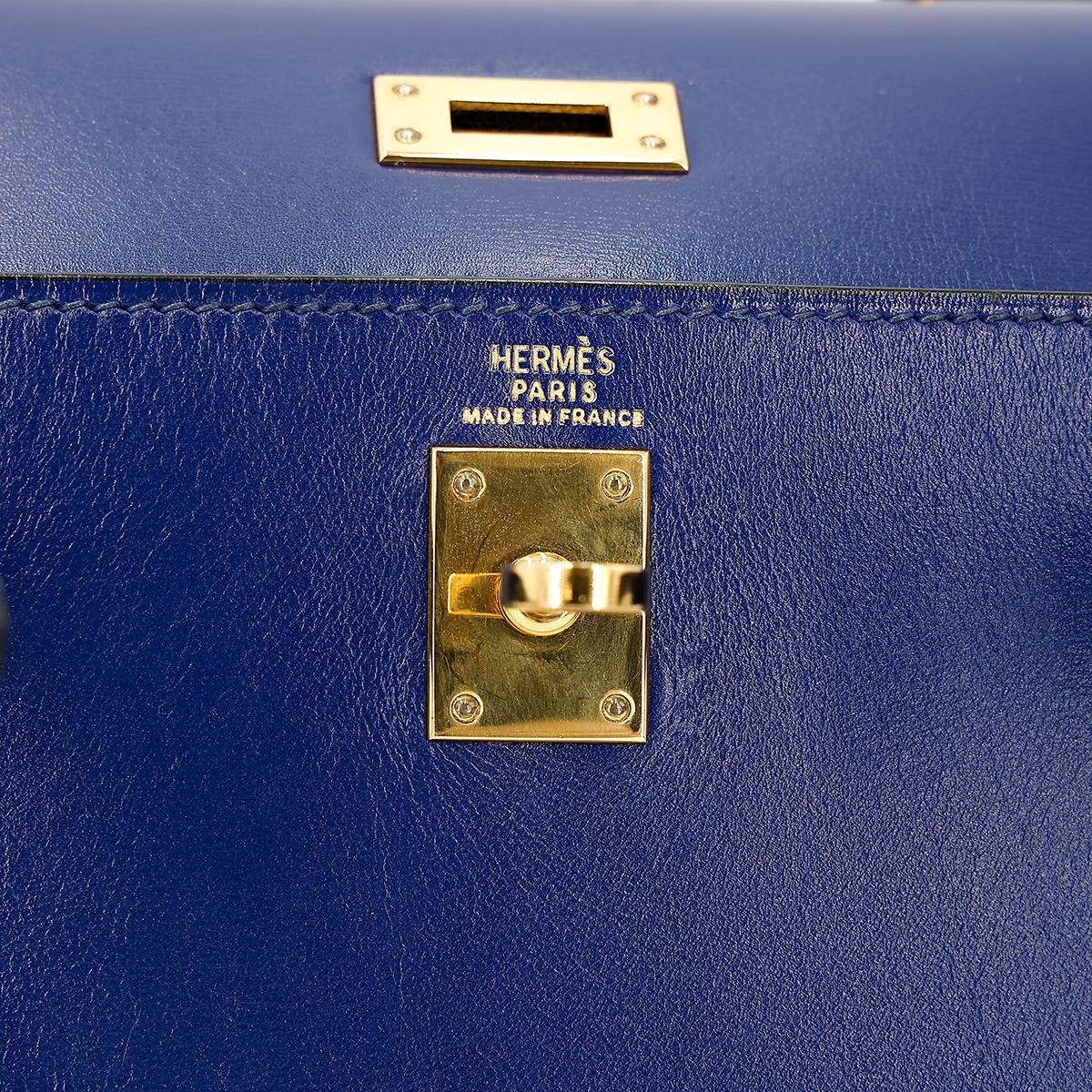 ランク A HERMÈS エルメス ミニケリー旧 ブルーサフィール ボックスカーフ ゴールド金具 ○Y刻印 - 17
