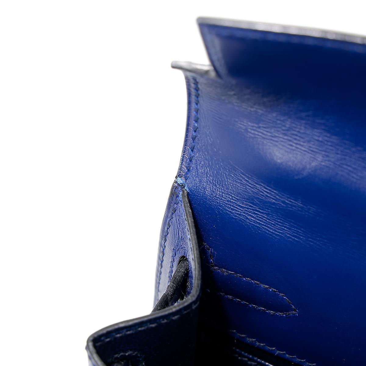 ランク A HERMÈS エルメス ミニケリー旧 ブルーサフィール ボックスカーフ ゴールド金具 ○Y刻印 - 24