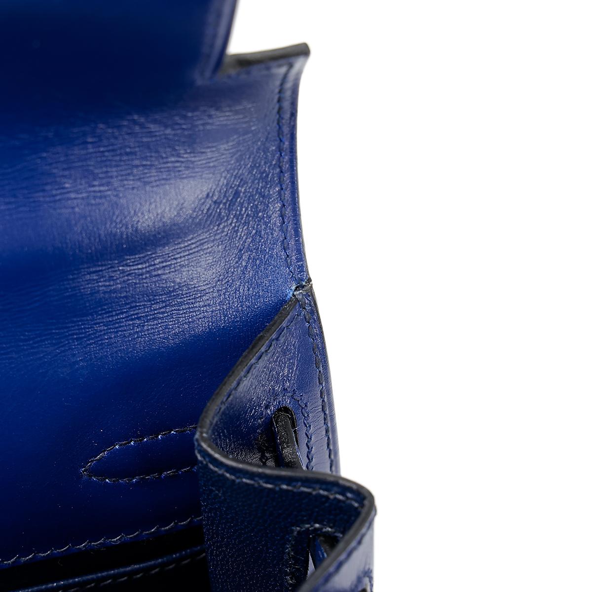 ランク A HERMÈS エルメス ミニケリー旧 ブルーサフィール ボックスカーフ ゴールド金具 ○Y刻印 - 25