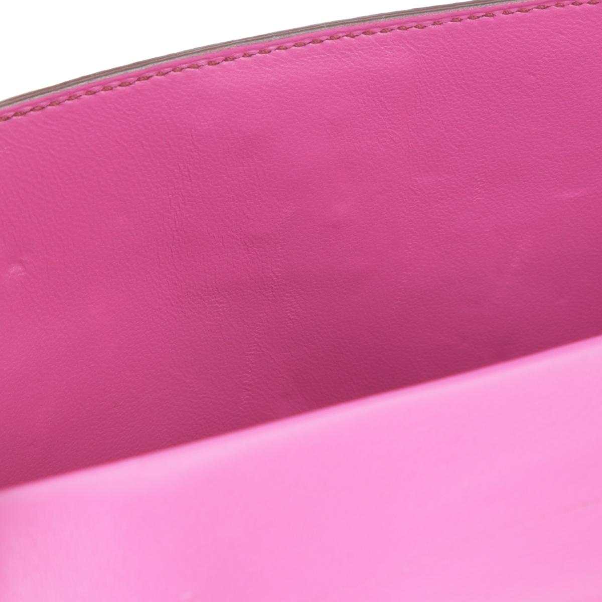 A美品 HERMÈS 爱马仕  Kelly Pochette 5J 艳桃粉 Fuchsia 蜥蜴皮 乌金扣 - 17