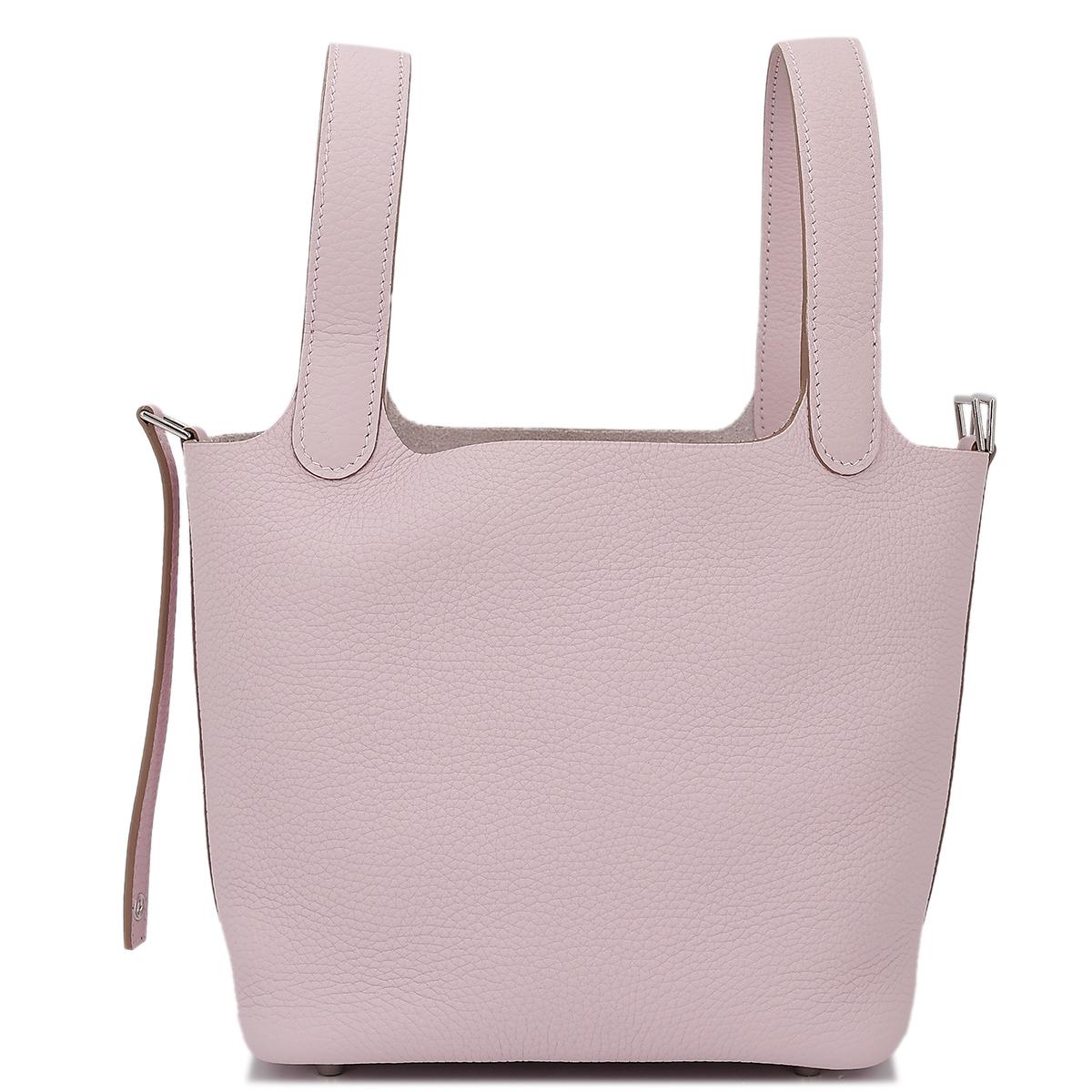 Brand New ( Rank N ) HERMÈS Picotin Lock PM Mauve Pale (09) Clemence Palladium hardware - 5