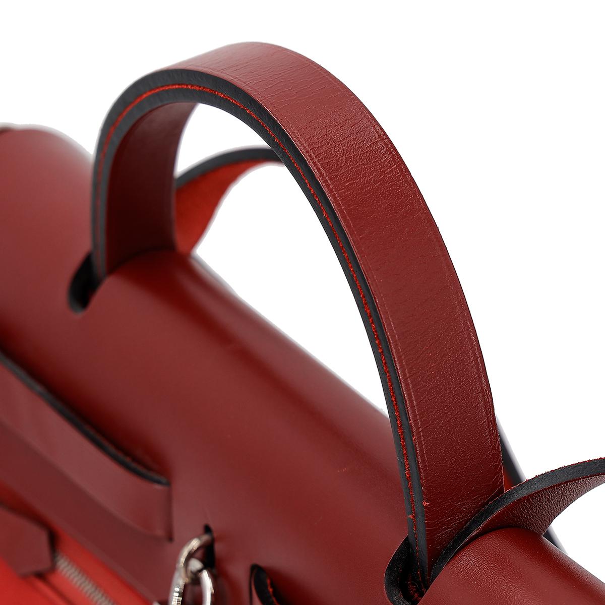 A美品 HERMÈS 愛馬仕 Herbag PM 31 55 愛馬仕紅 Rouge H 帆布 皮质 銀扣 - 6