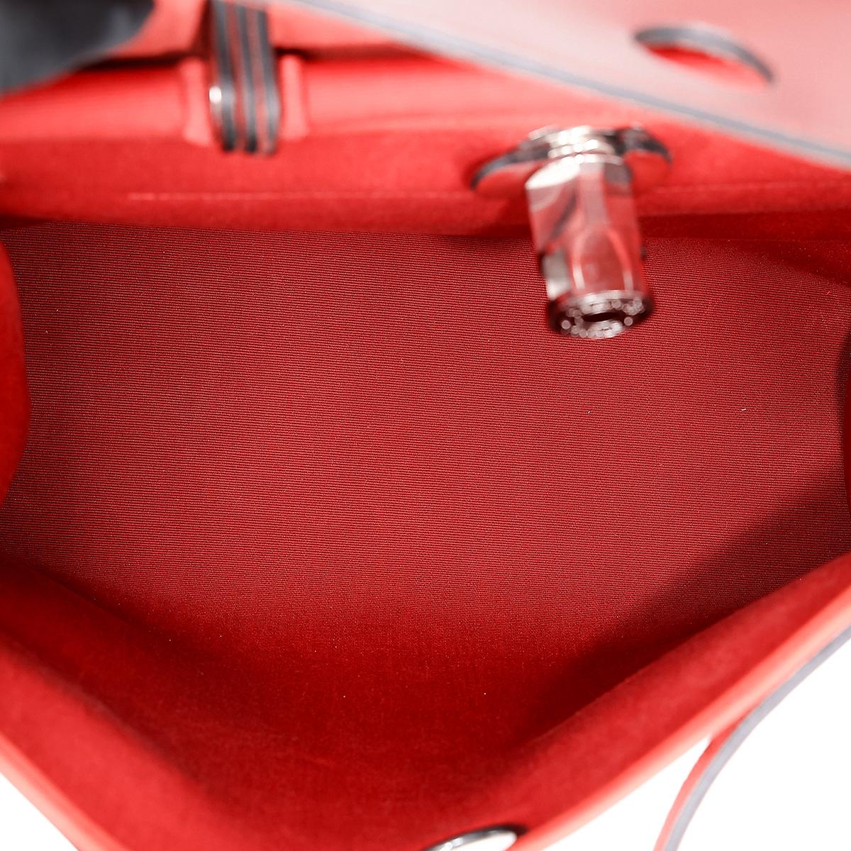 A美品 HERMÈS 愛馬仕 Herbag PM 31 55 愛馬仕紅 Rouge H 帆布 皮质 銀扣 - 22