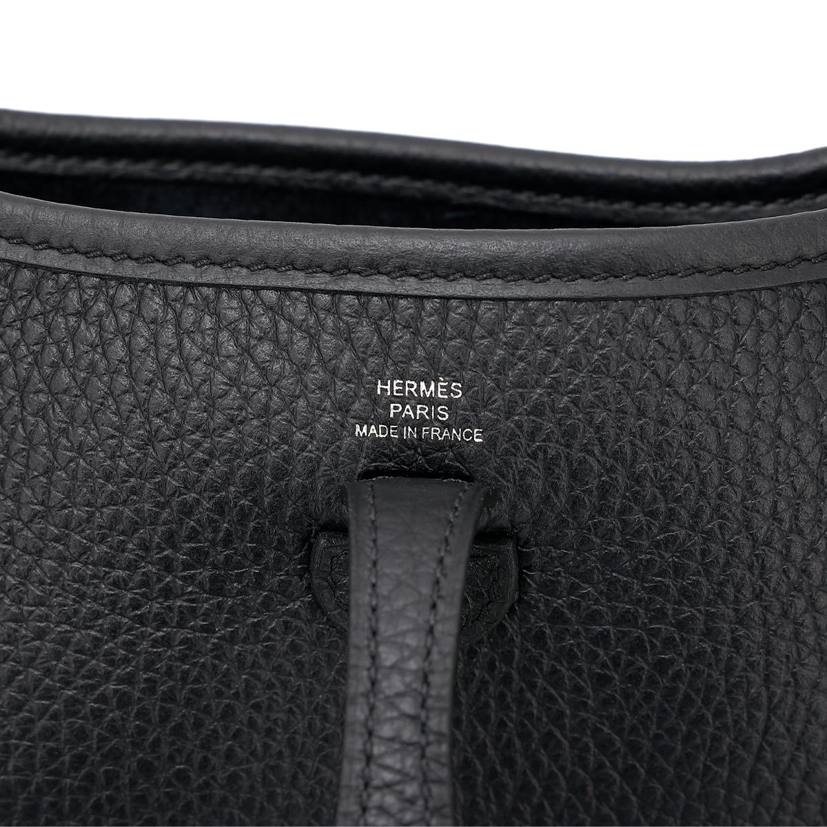 全新 HERMÈS 愛馬仕 Mini Evelyne 16 Amazone 112cm 89 黑色 Noir Clemence小牛皮 銀扣 B刻 2023年 - 12