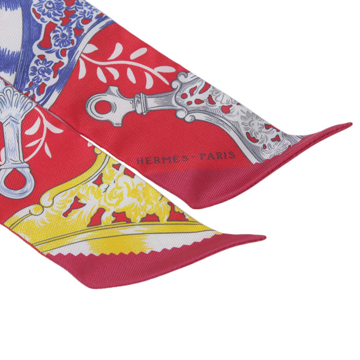 Unused ( Rank NS ) HERMÈS Twilly Etriers Remix Red Silk None - 3