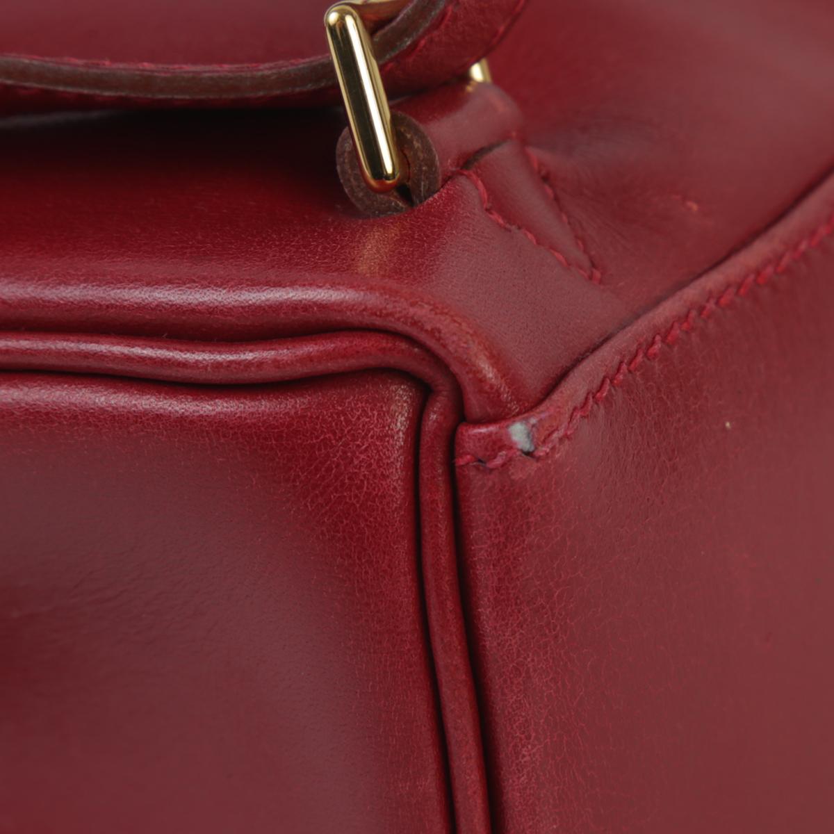 Good ( Rank AB) HERMÈS Kelly Ado PM Rouge H (55) Box-calf Gold hardware - 10