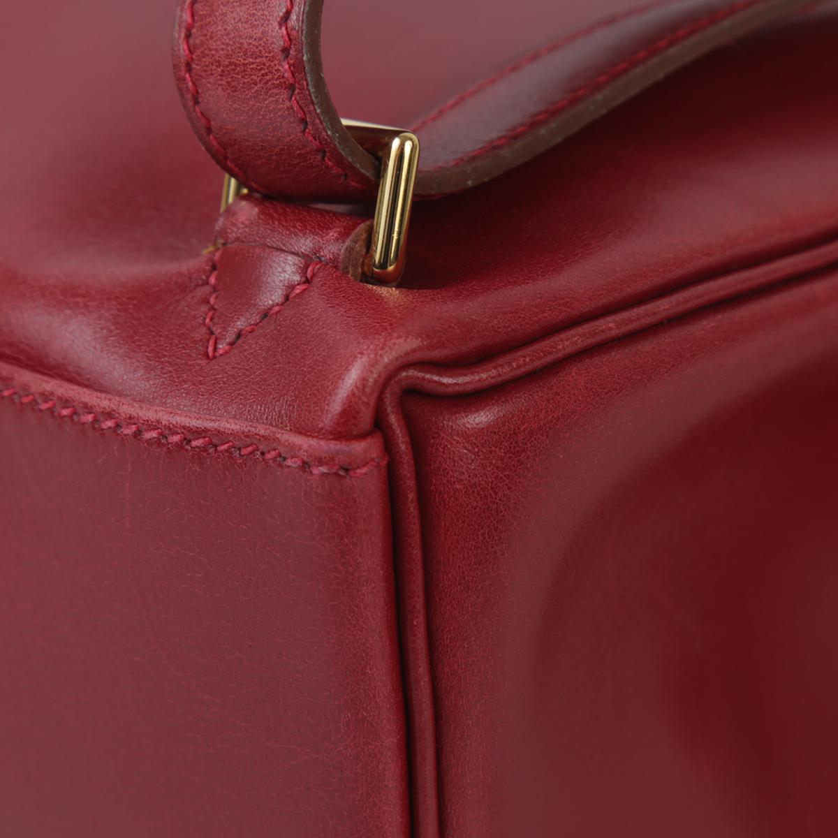 Good ( Rank AB) HERMÈS Kelly Ado PM Rouge H (55) Box-calf Gold hardware - 11