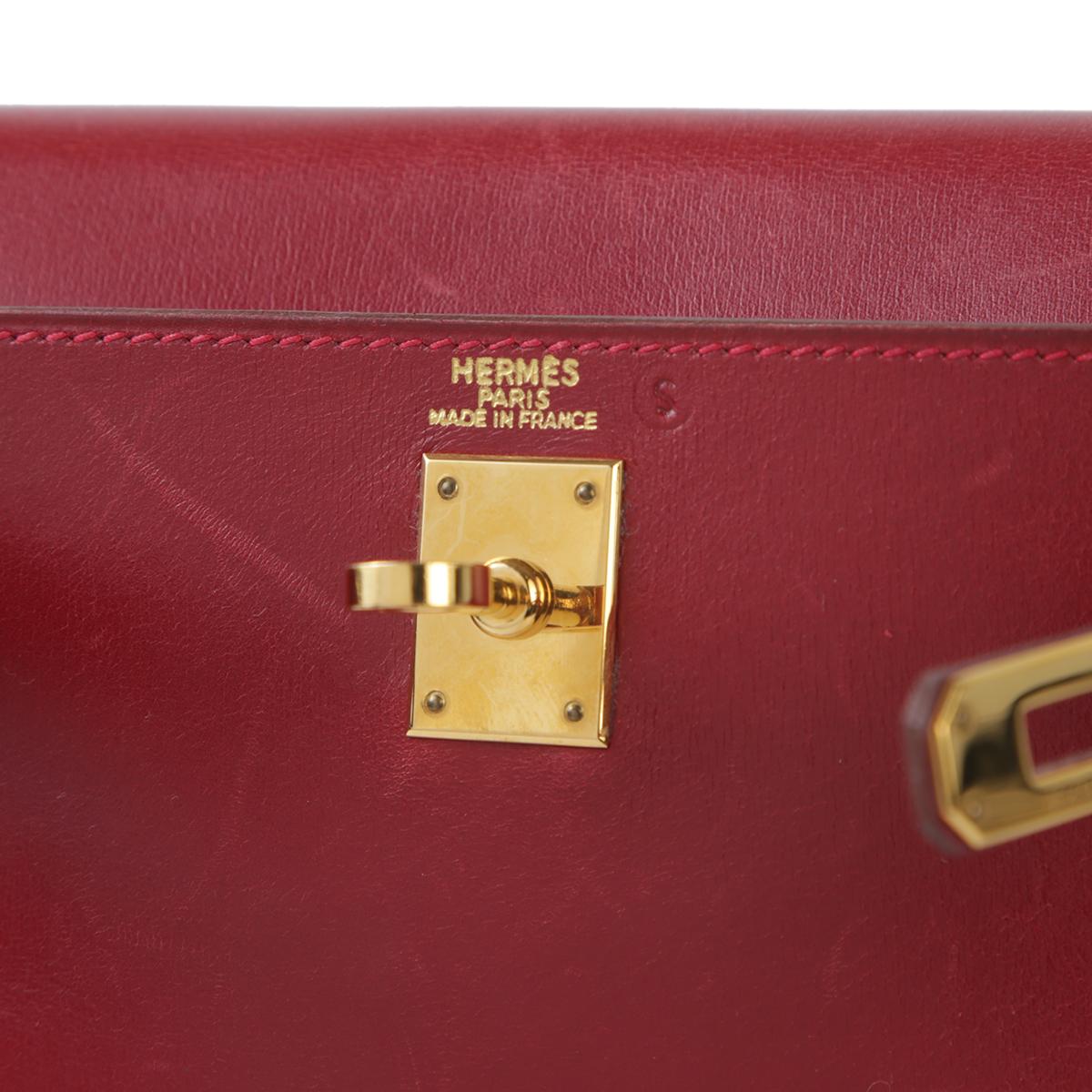 Good ( Rank AB) HERMÈS Kelly Ado PM Rouge H (55) Box-calf Gold hardware - 13