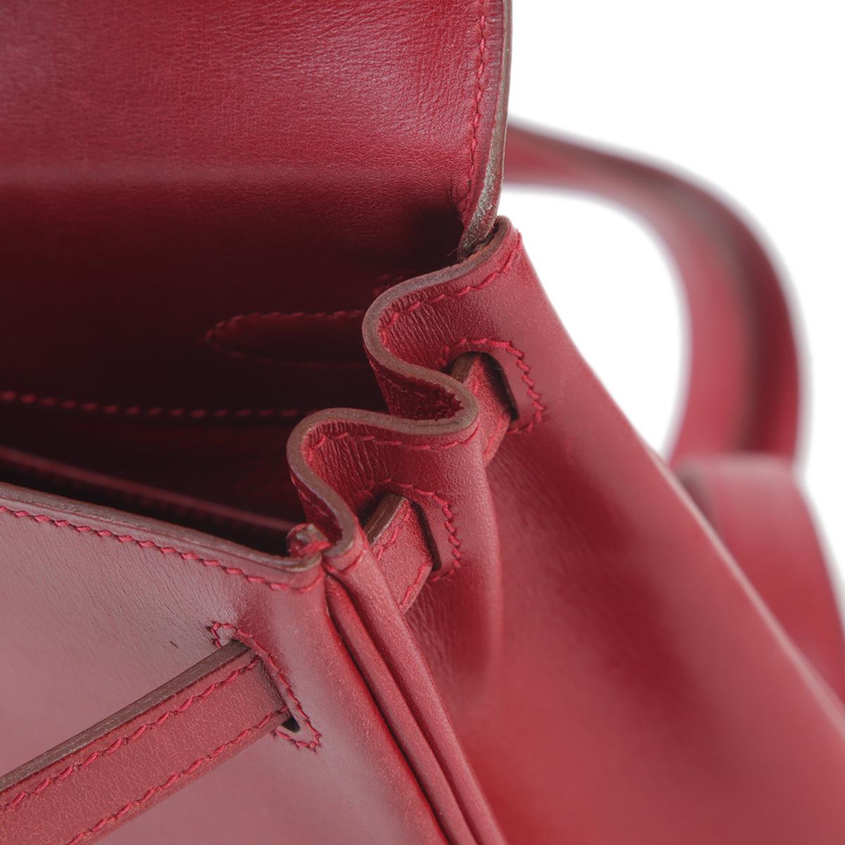 Good ( Rank AB) HERMÈS Kelly Ado PM Rouge H (55) Box-calf Gold hardware - 16