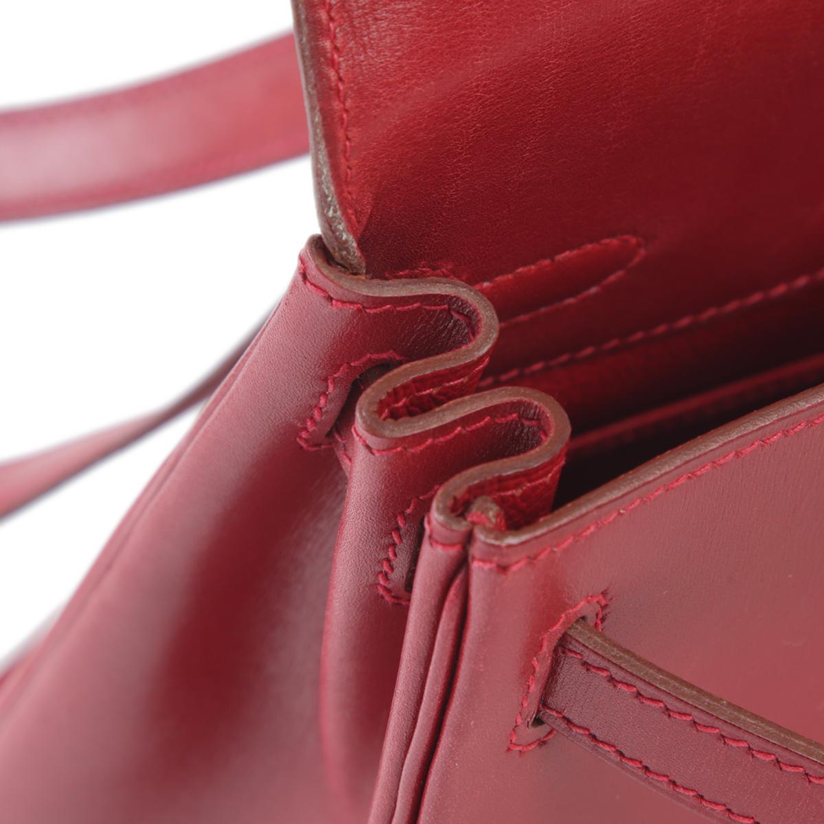 Good ( Rank AB) HERMÈS Kelly Ado PM Rouge H (55) Box-calf Gold hardware - 17