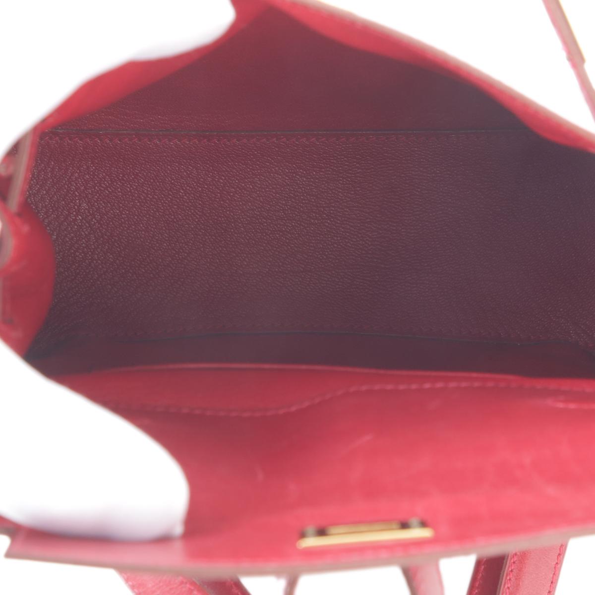 Good ( Rank AB) HERMÈS Kelly Ado PM Rouge H (55) Box-calf Gold hardware - 15