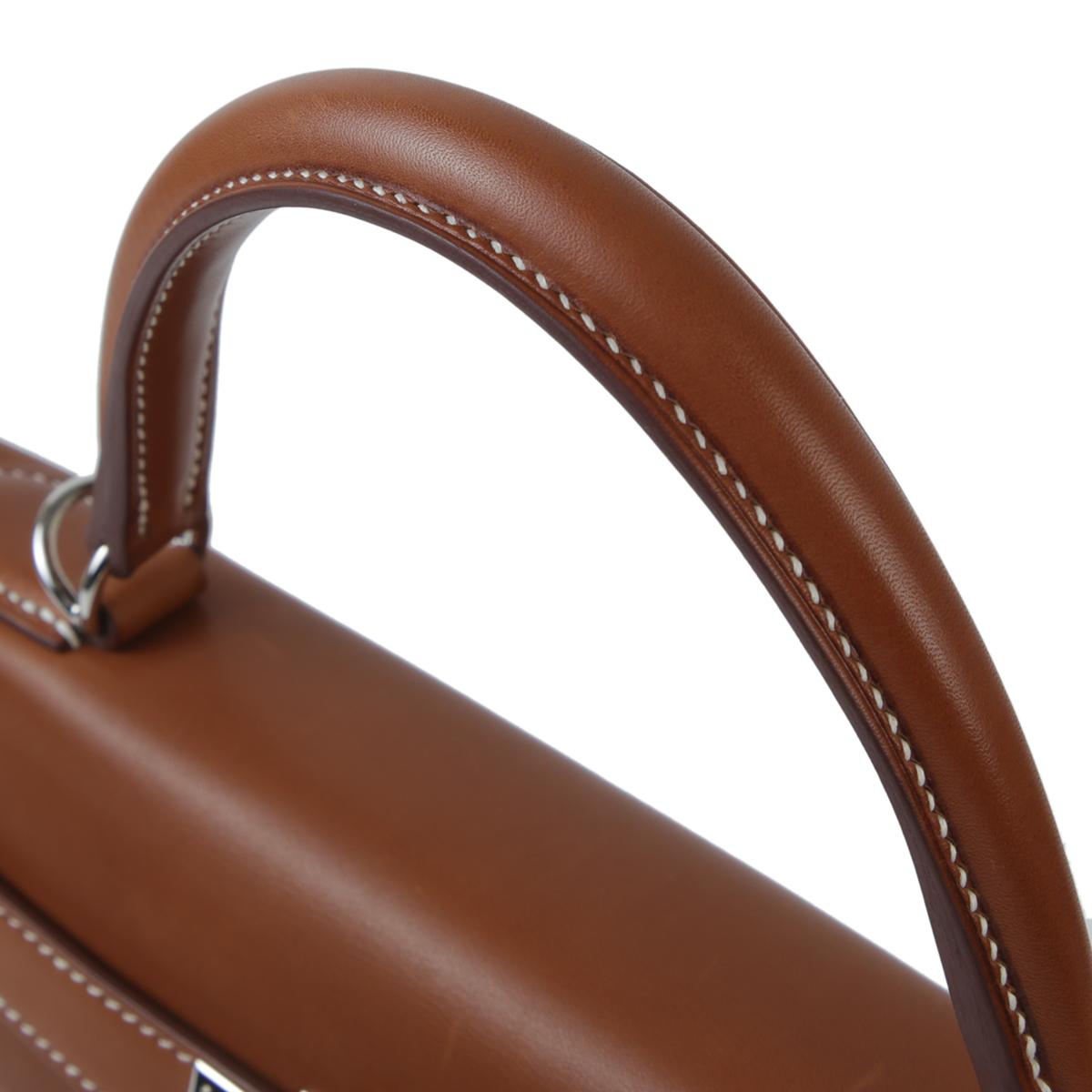 Very Good ( Rank A) HERMÈS Kelly 28 Dechainee Fauve (34) Barenia Canvas Palladium hardware C (2018) - 6
