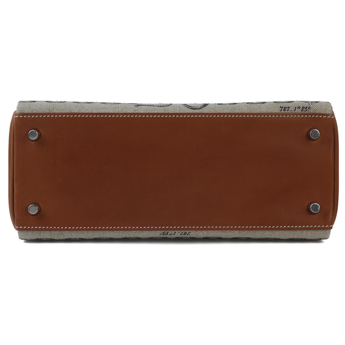 Very Good ( Rank A) HERMÈS Kelly 28 Dechainee Fauve (34) Barenia Canvas Palladium hardware C (2018) - 7