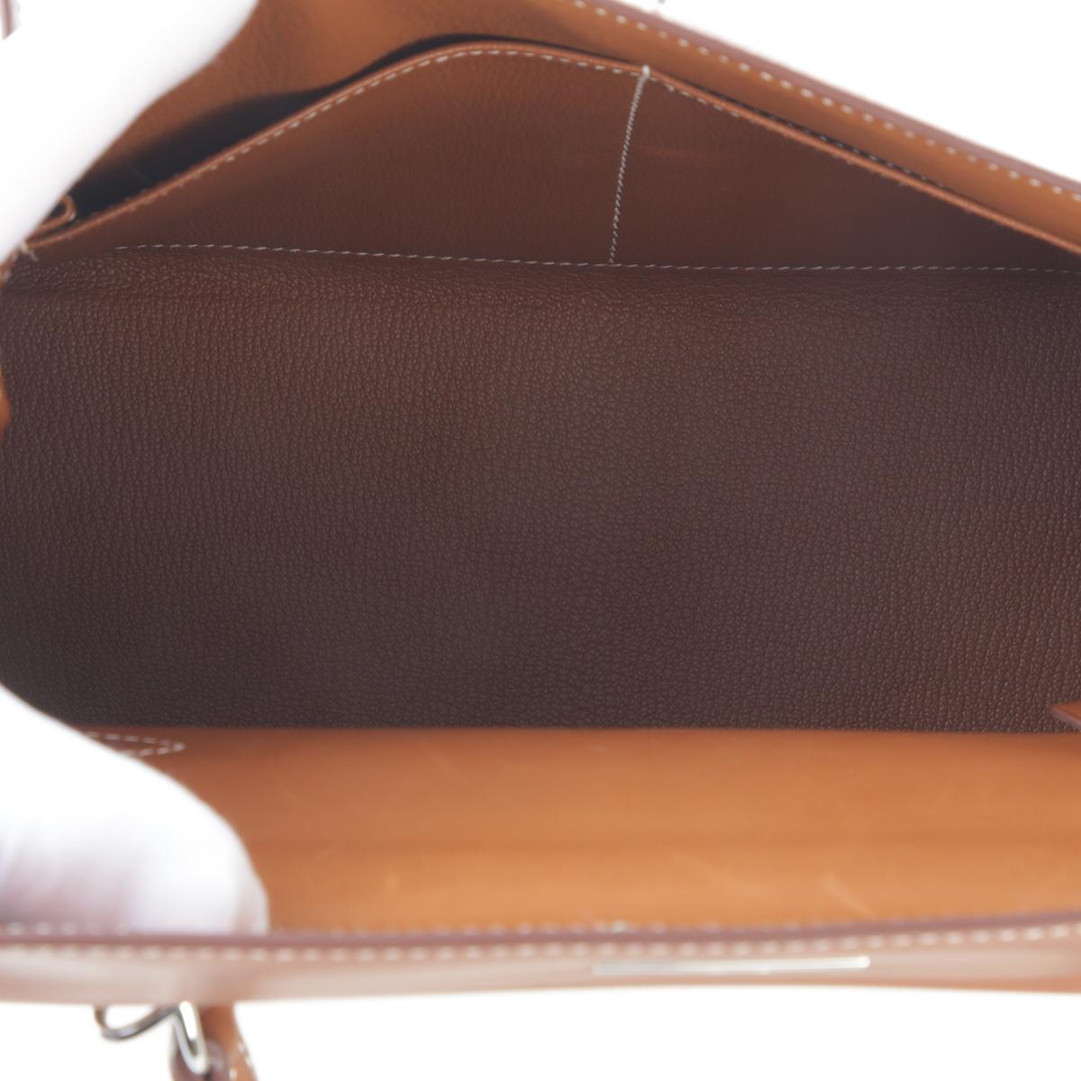Very Good ( Rank A) HERMÈS Kelly 28 Dechainee Fauve (34) Barenia Canvas Palladium hardware C (2018) - 16
