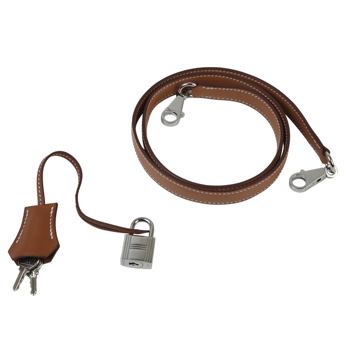 Very Good ( Rank A) HERMÈS Kelly 28 Dechainee Fauve (34) Barenia Canvas Palladium hardware C (2018) - 20