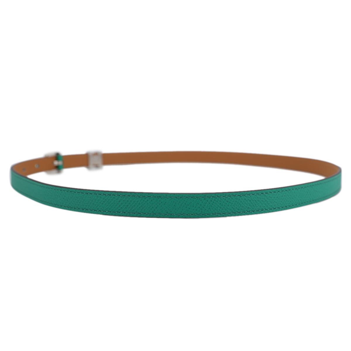 ランク N 新品 HERMÈS エルメス ポップH ベルト ヴェールジェイド エプソン シルバー金具 U刻印 - 4