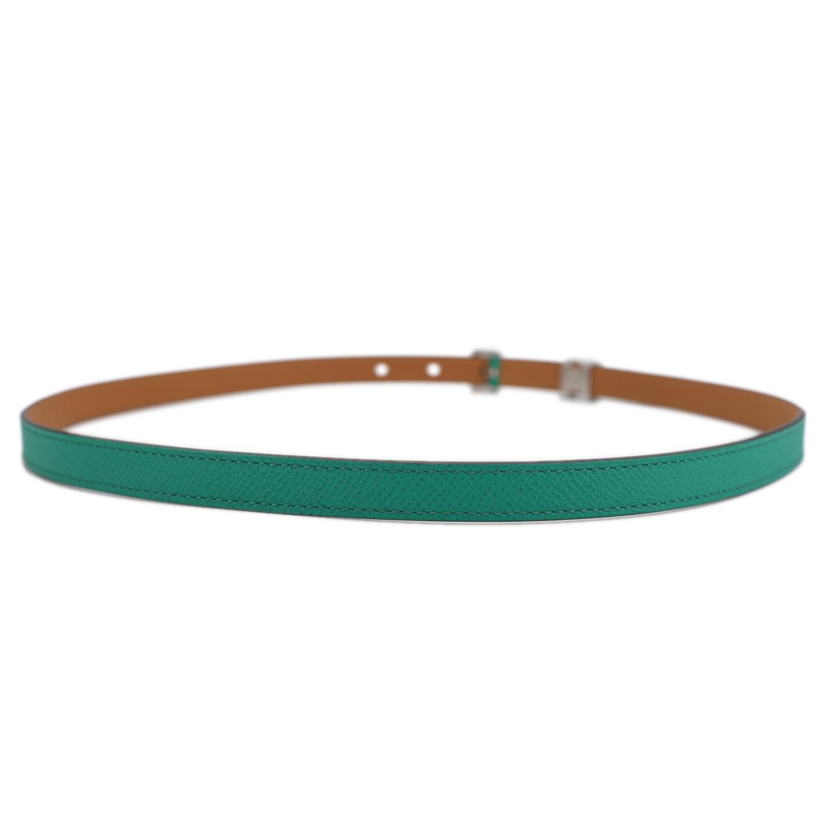 ランク N 新品 HERMÈS エルメス ポップH ベルト ヴェールジェイド エプソン シルバー金具 U刻印 - 5
