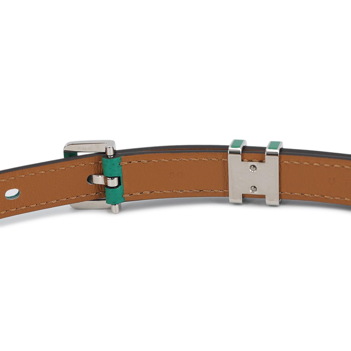 ランク N 新品 HERMÈS エルメス ポップH ベルト ヴェールジェイド エプソン シルバー金具 U刻印 - 7